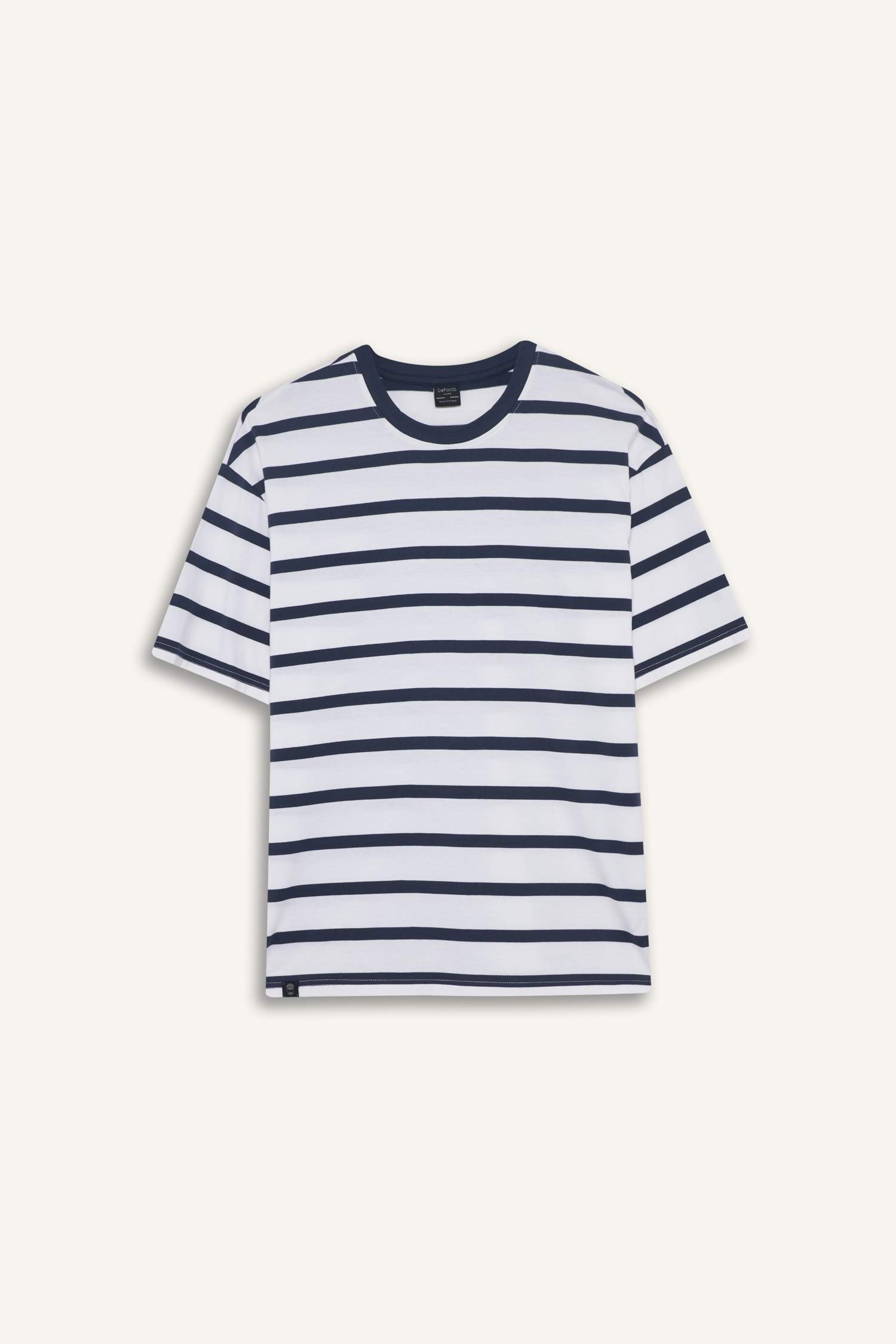 Cotton Boxy Fit Crew Neck Striped T-Shirt