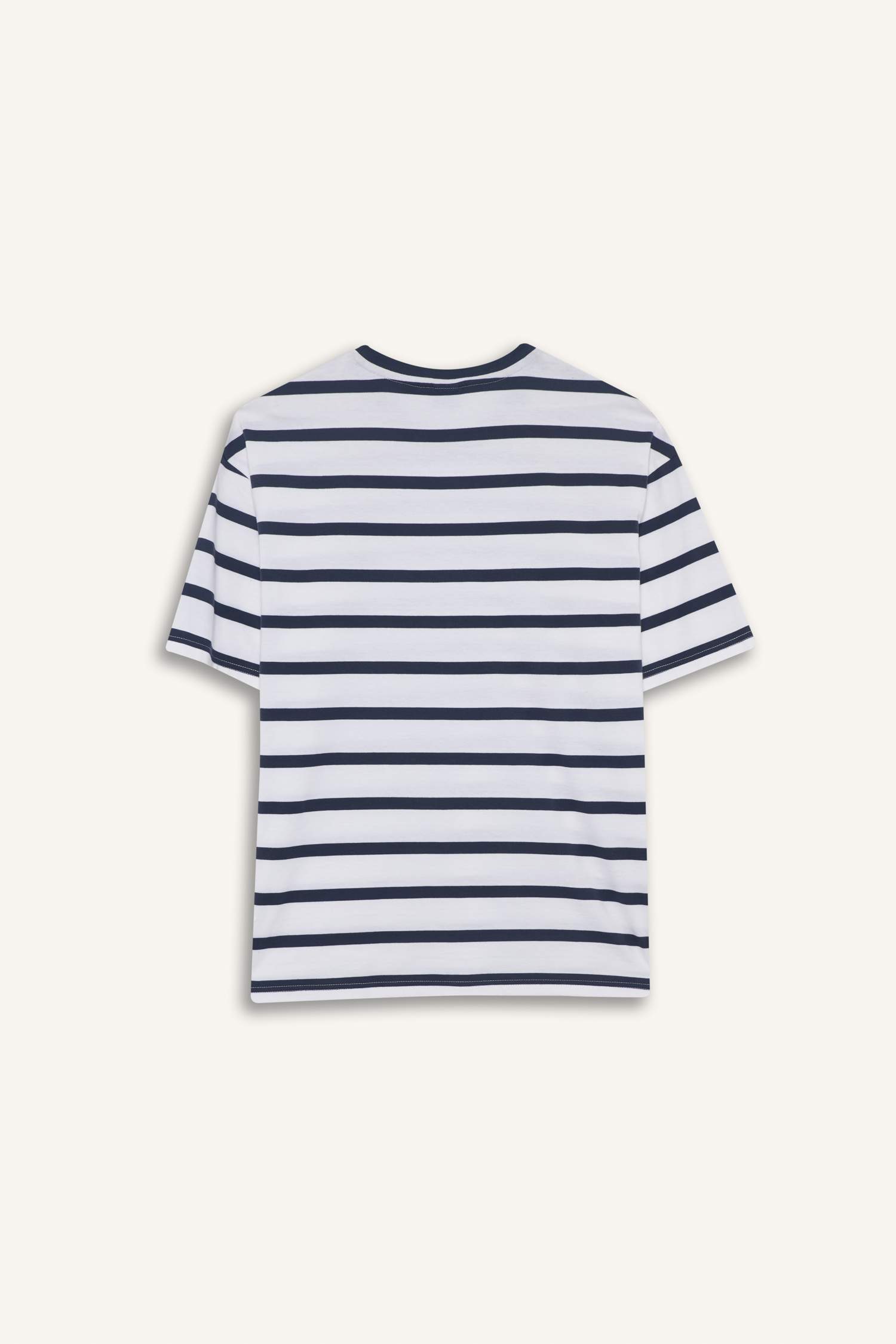 Cotton Boxy Fit Crew Neck Striped T-Shirt