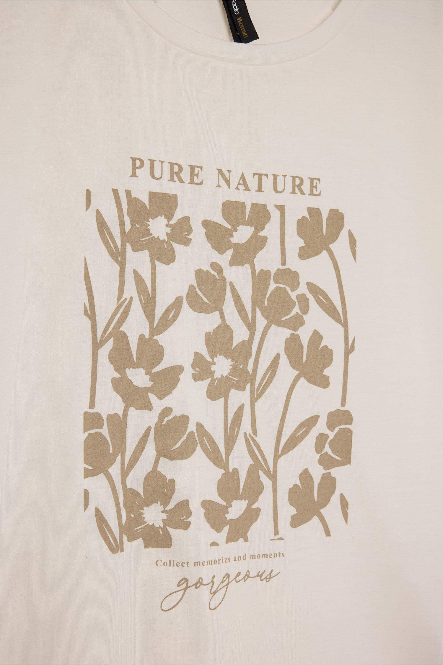 Regular Fit Bisiklet Yaka Çiçekli Kısa Kollu Tişört