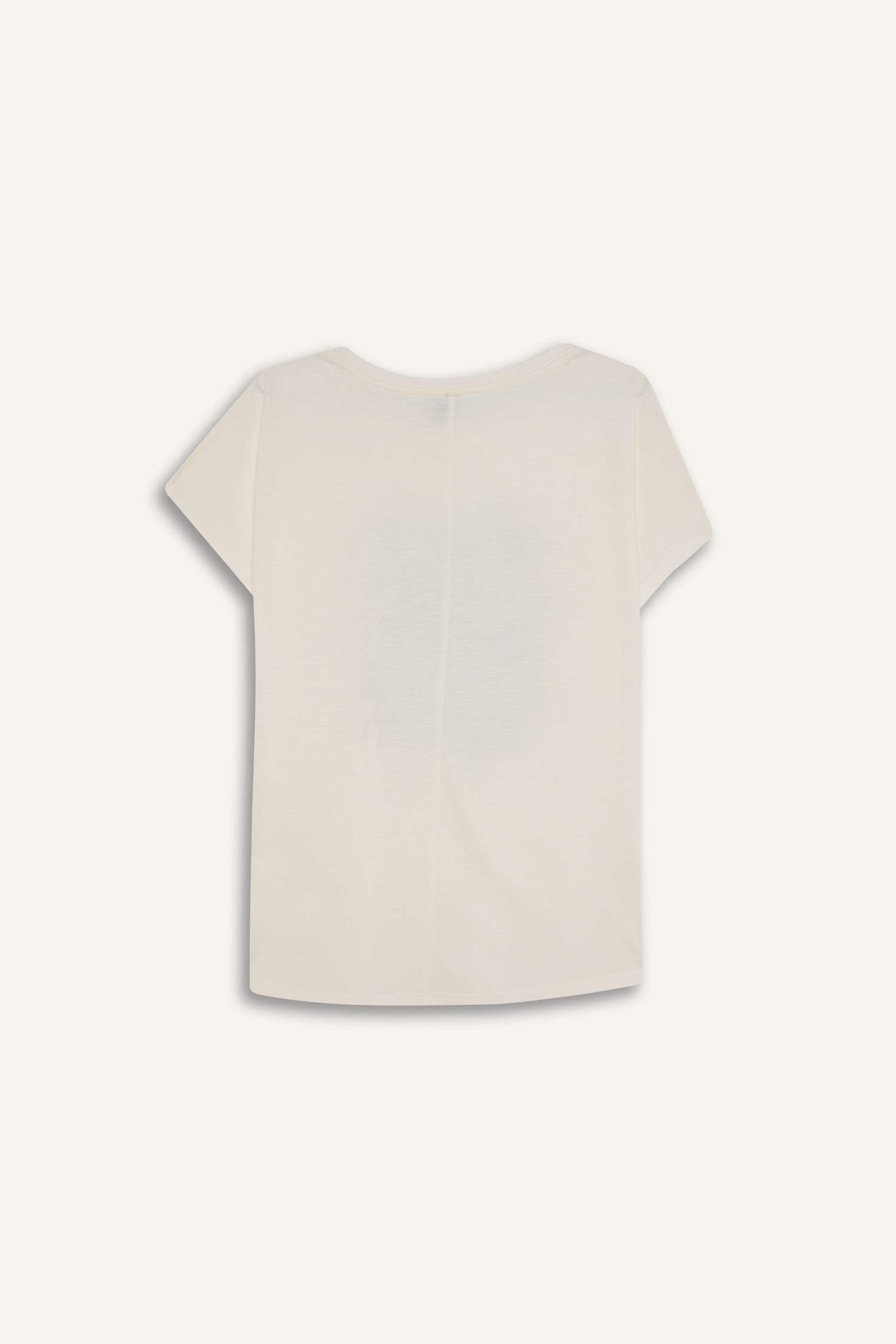 Regular Fit Bisiklet Yaka Çiçekli Kısa Kollu Tişört