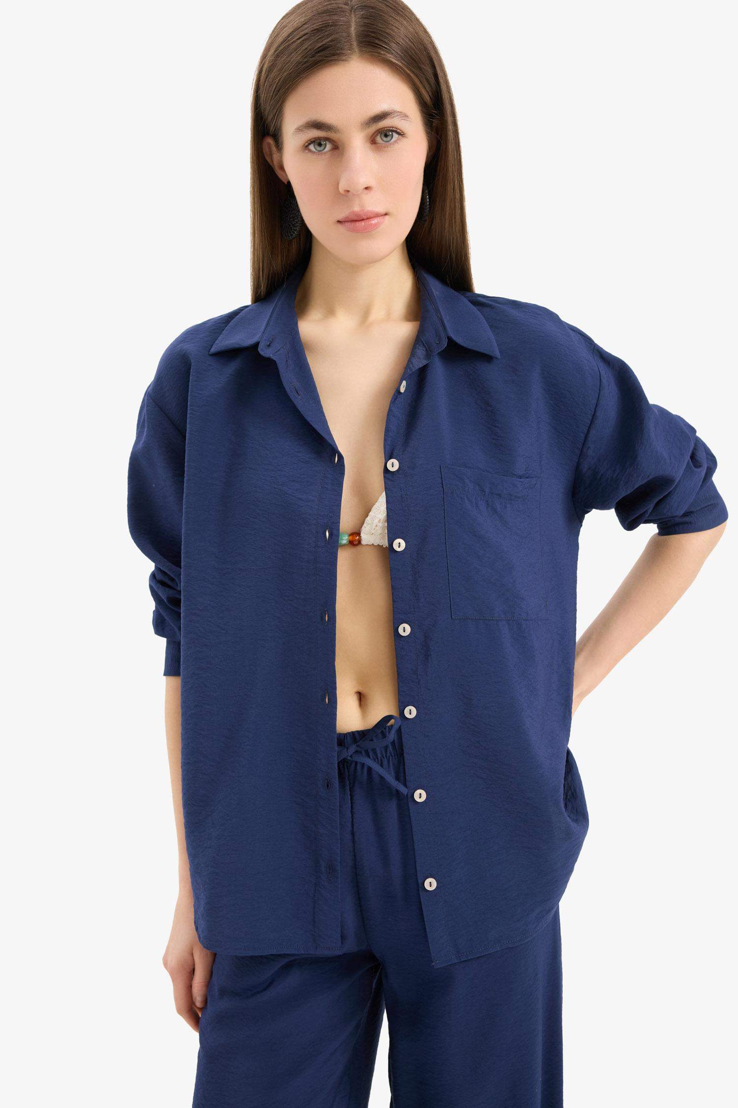 Regular Fit Plaj Gömleği-Fall in Love