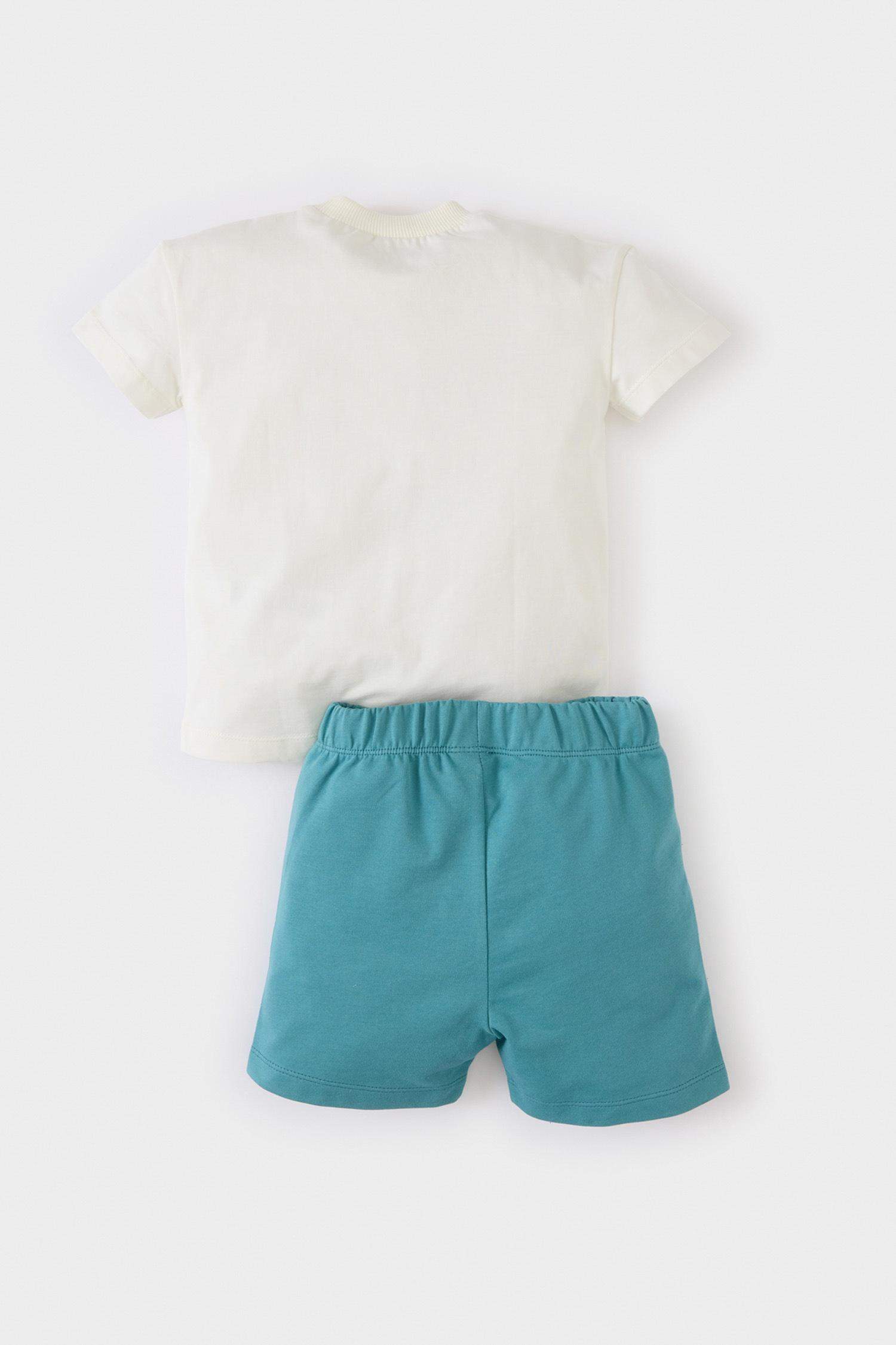 Erkek Bebek 2'li Takım Baskılı Kısa Kollu Tişört Şort