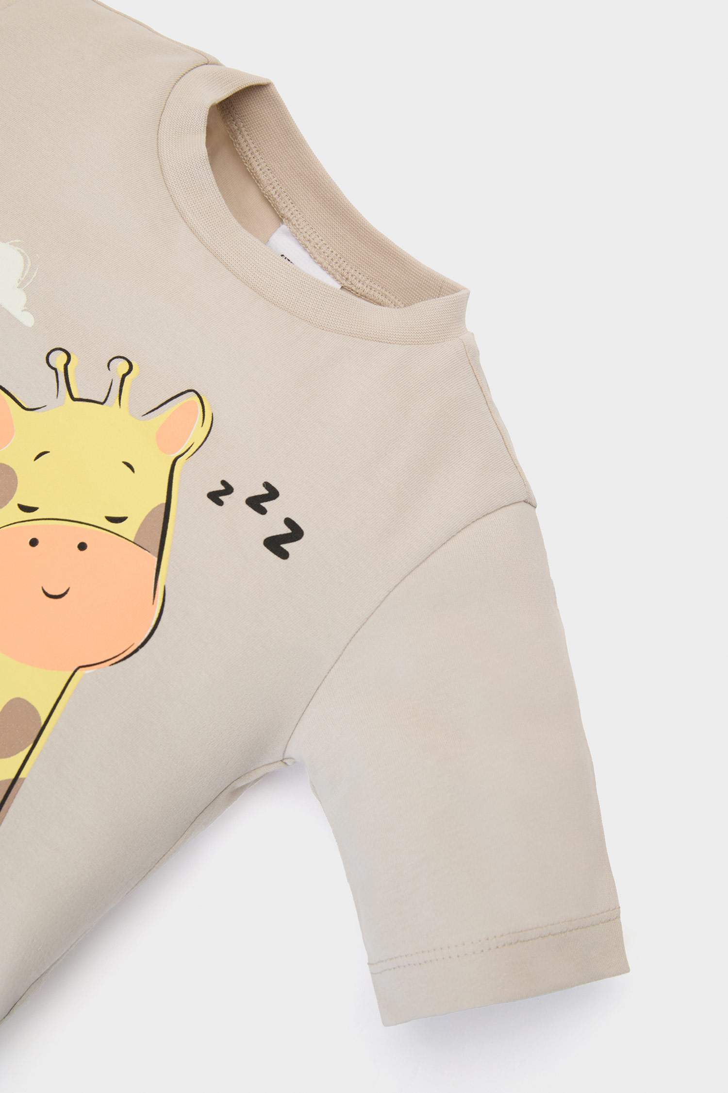 Erkek Bebek Pijama Takımı Zürafa Baskılı Kısa Kollu Penye Üst Şort