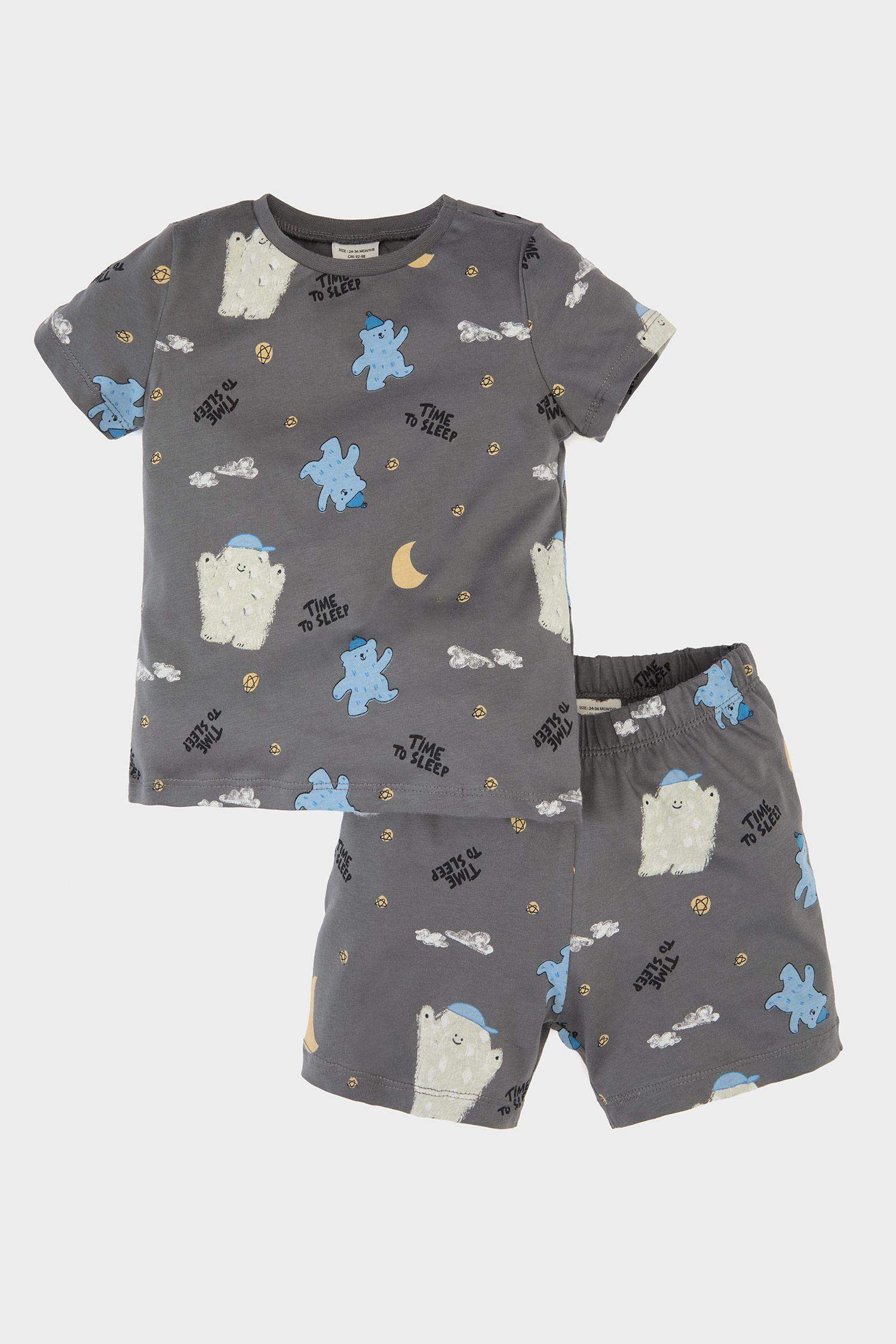 Baby Boy Patterned Cotton Top Shorts 2 Piece Pajama Set