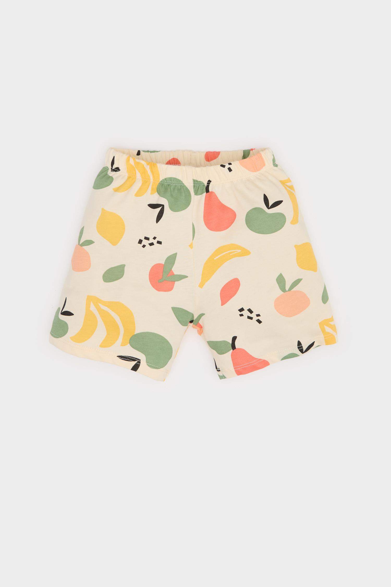 Erkek Bebek Pijama Takımı Meyve Desenli Kısa Kollu Penye Üst Şort