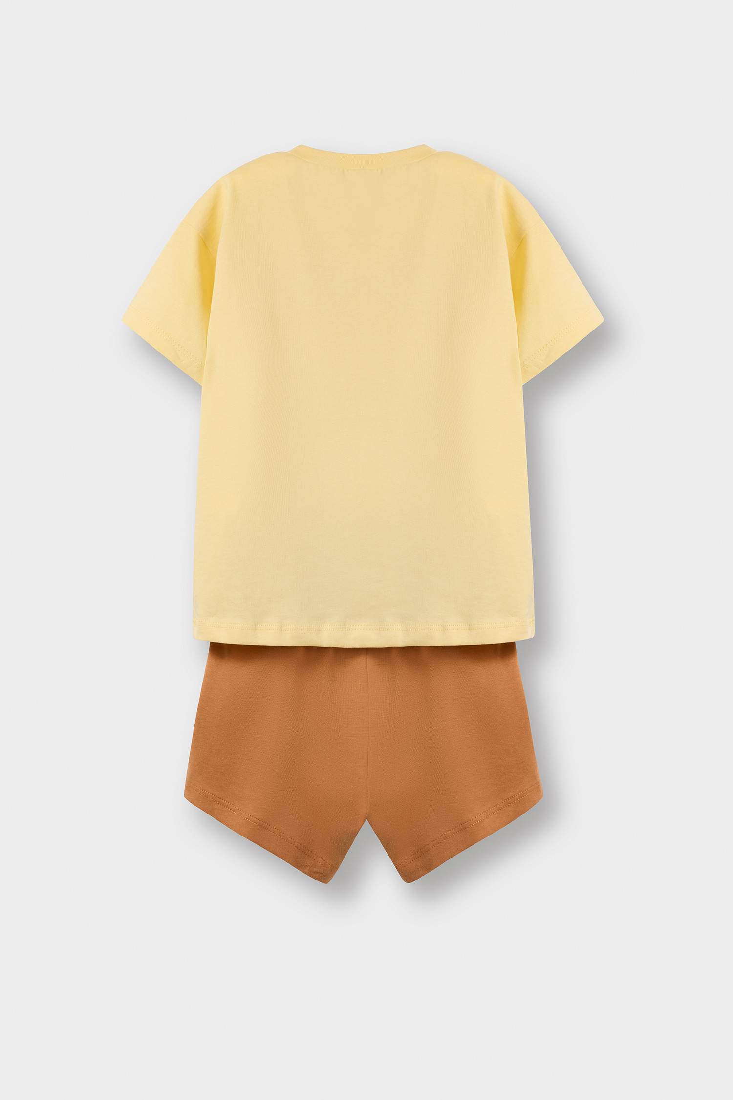 Erkek Bebek 2'li Takım Aslan Baskılı Kısa Kollu Tişört Beli Lastikli Şort