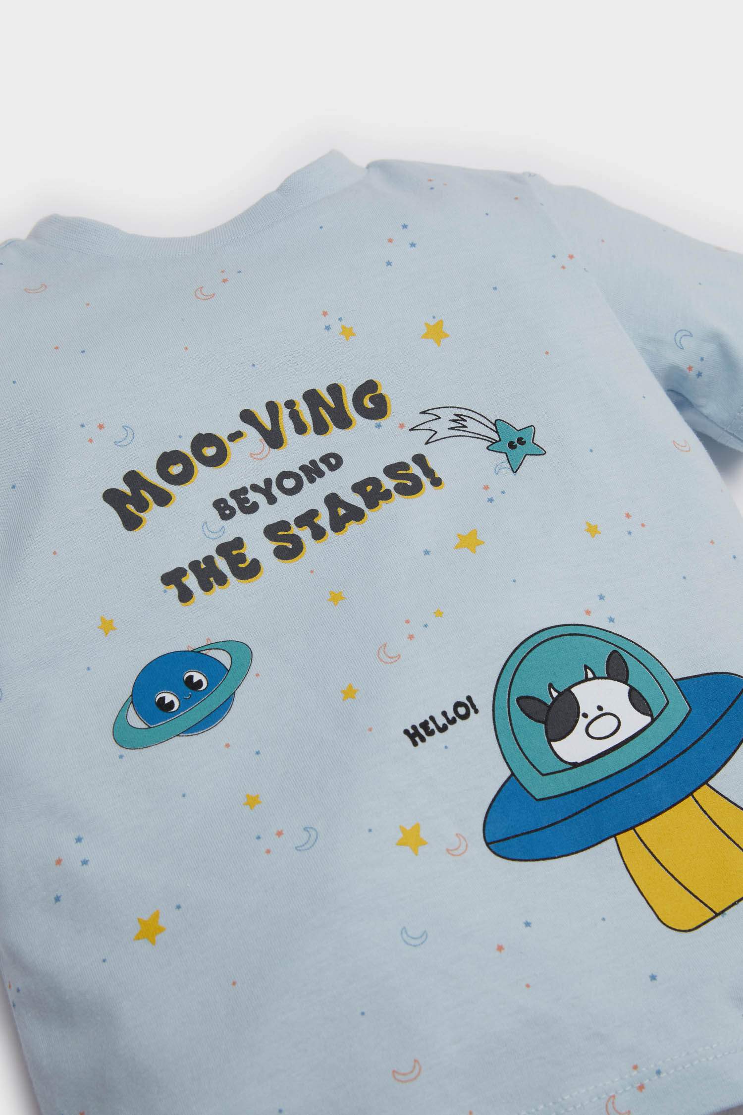 Erkek Bebek Pijama Takımı Baskılı Kısa Kollu Penye Üst Beli Lastikli Şort