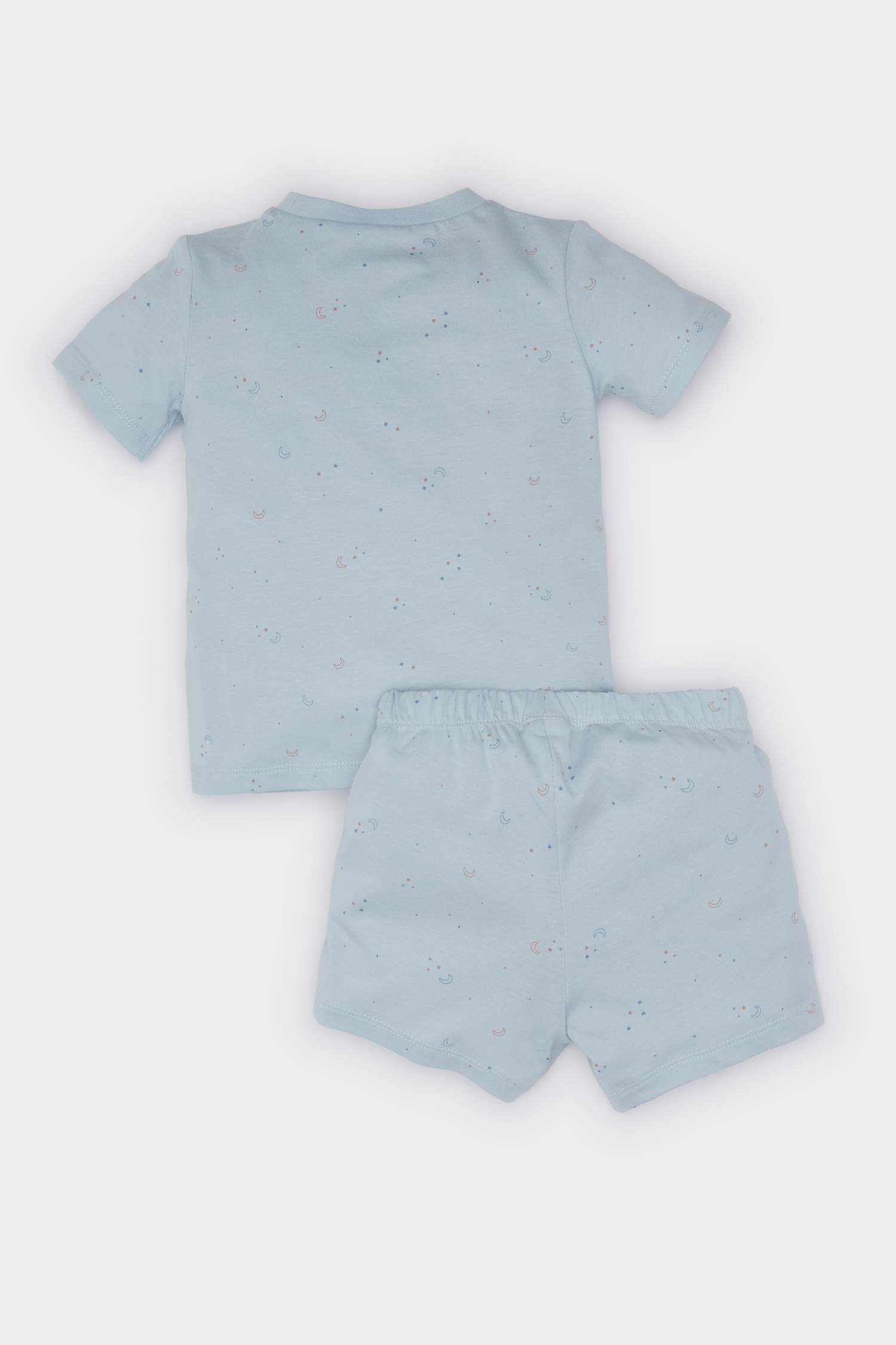 Erkek Bebek Pijama Takımı Baskılı Kısa Kollu Penye Üst Beli Lastikli Şort