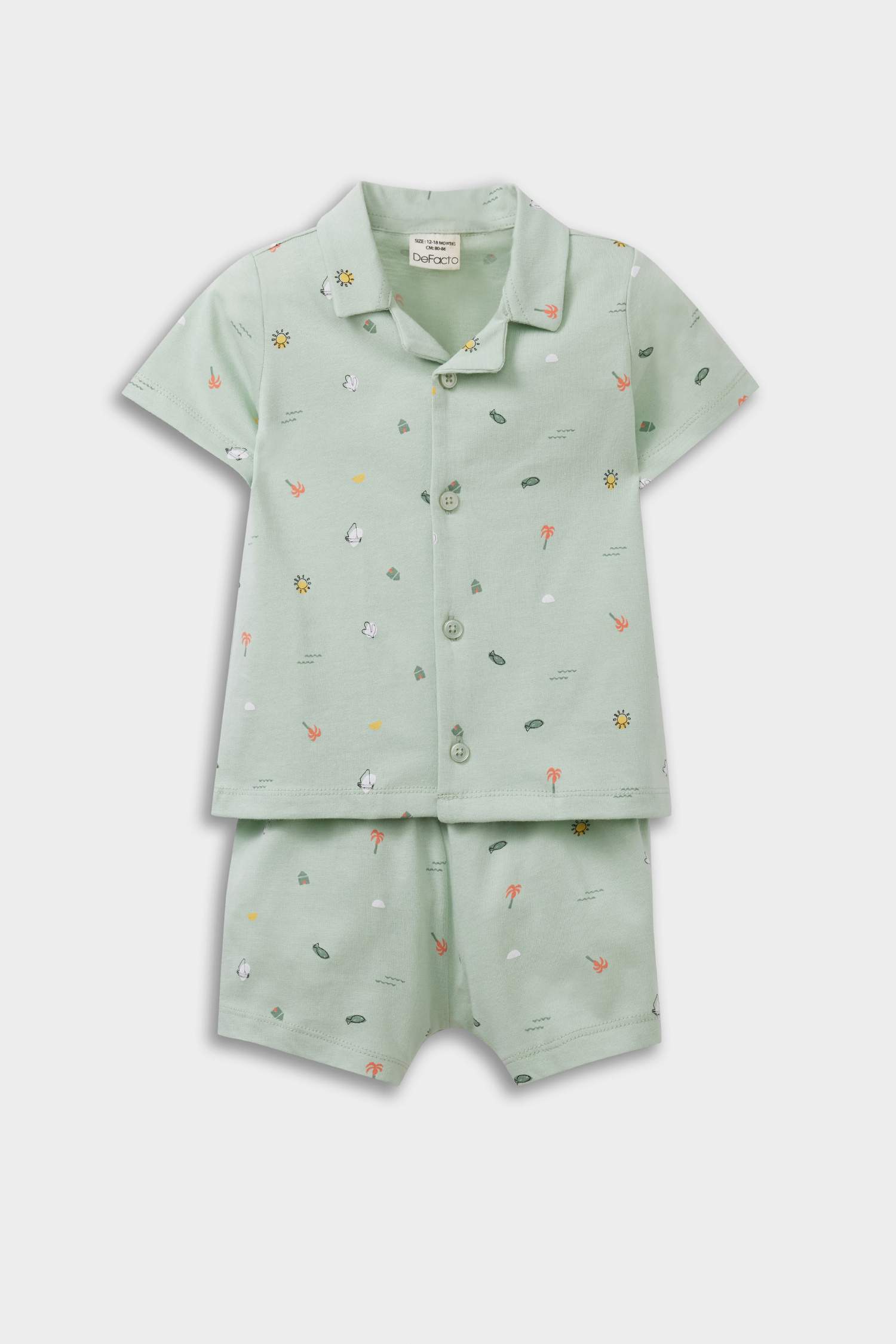 Baby Boy Sea Printed Cotton 2 Piece Pajama Set