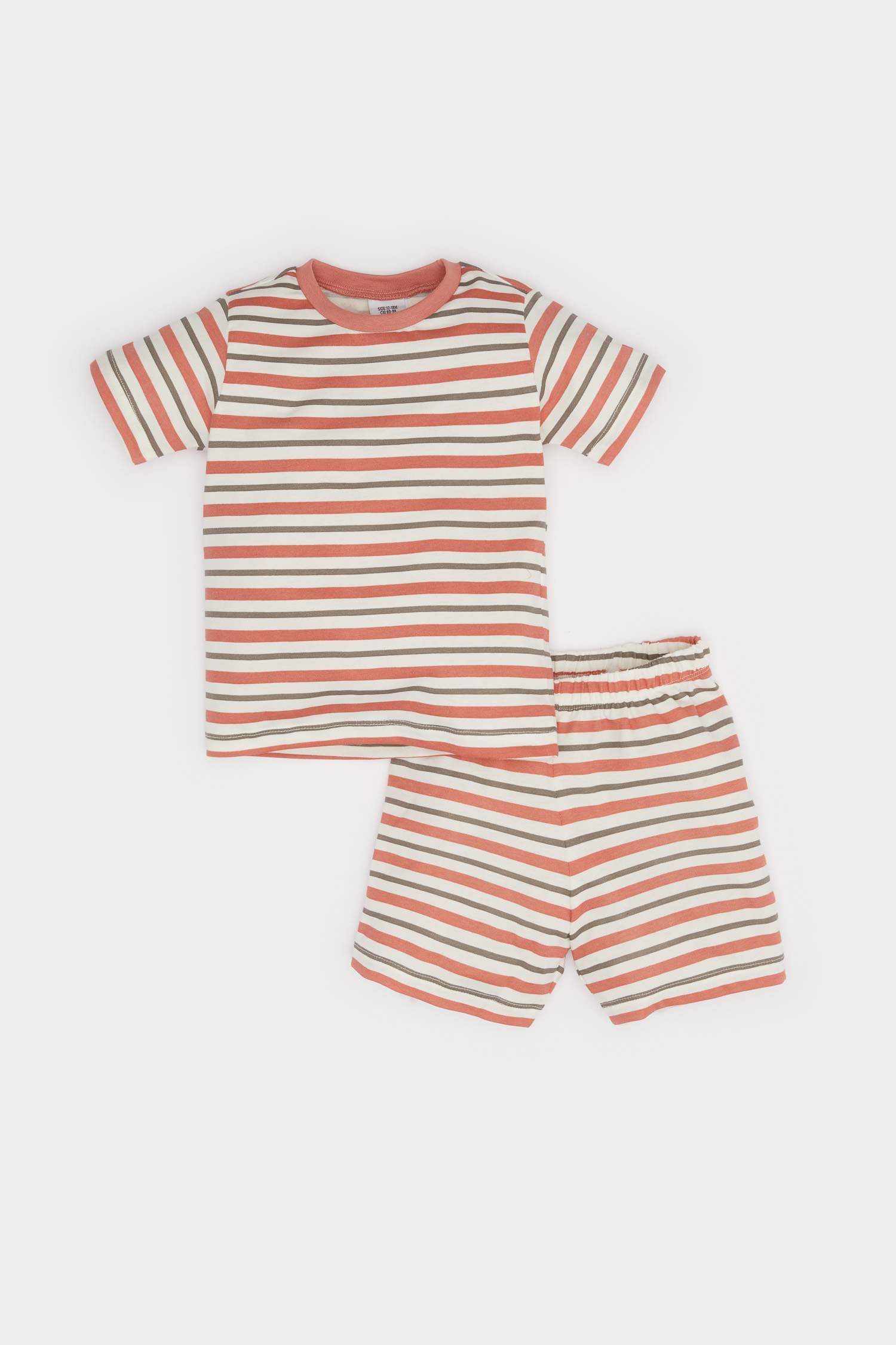 Baby Boy Striped Short Sleeve Cotton 4 Piece Pajama Set