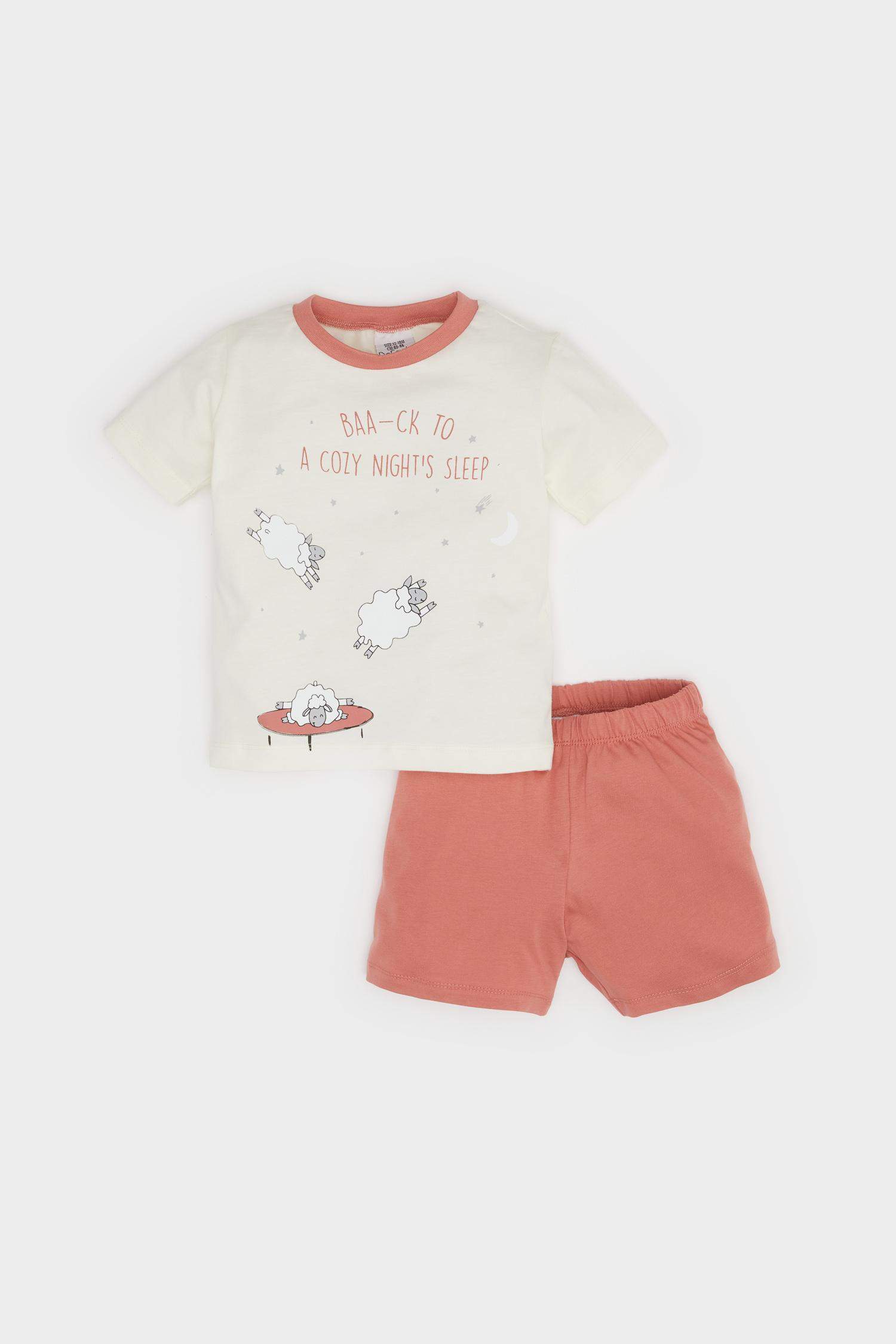 Baby Boy Striped Short Sleeve Cotton 4 Piece Pajama Set