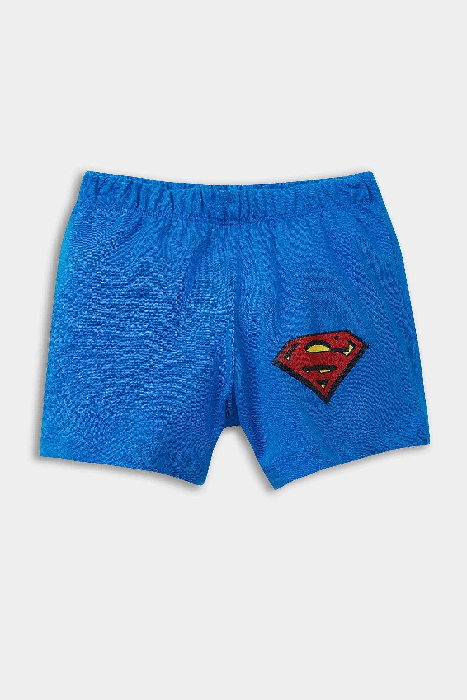 Erkek Bebek Superman Pijama Takımı Kısa Kollu Penye Üst Beli Lastikli Şort