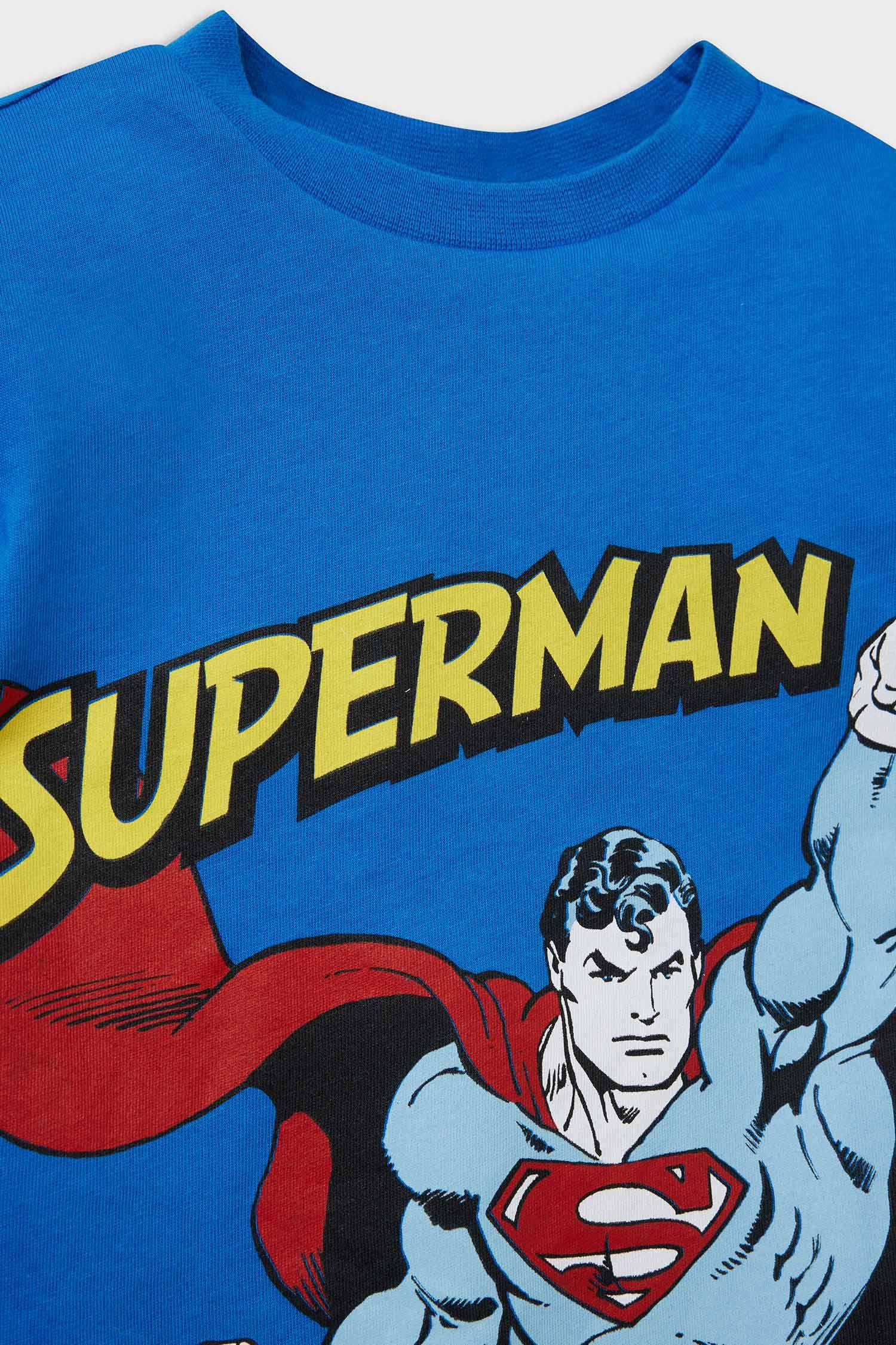 Erkek Bebek Superman Pijama Takımı Kısa Kollu Penye Üst Beli Lastikli Şort