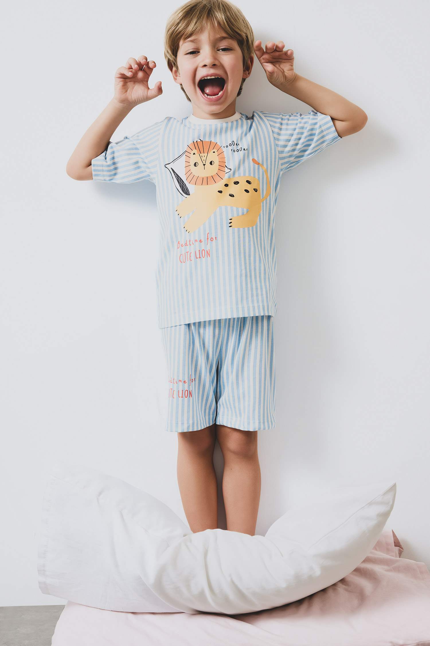 سيت بجامة بيبي ولادي مخطط ممشط - قطعتين