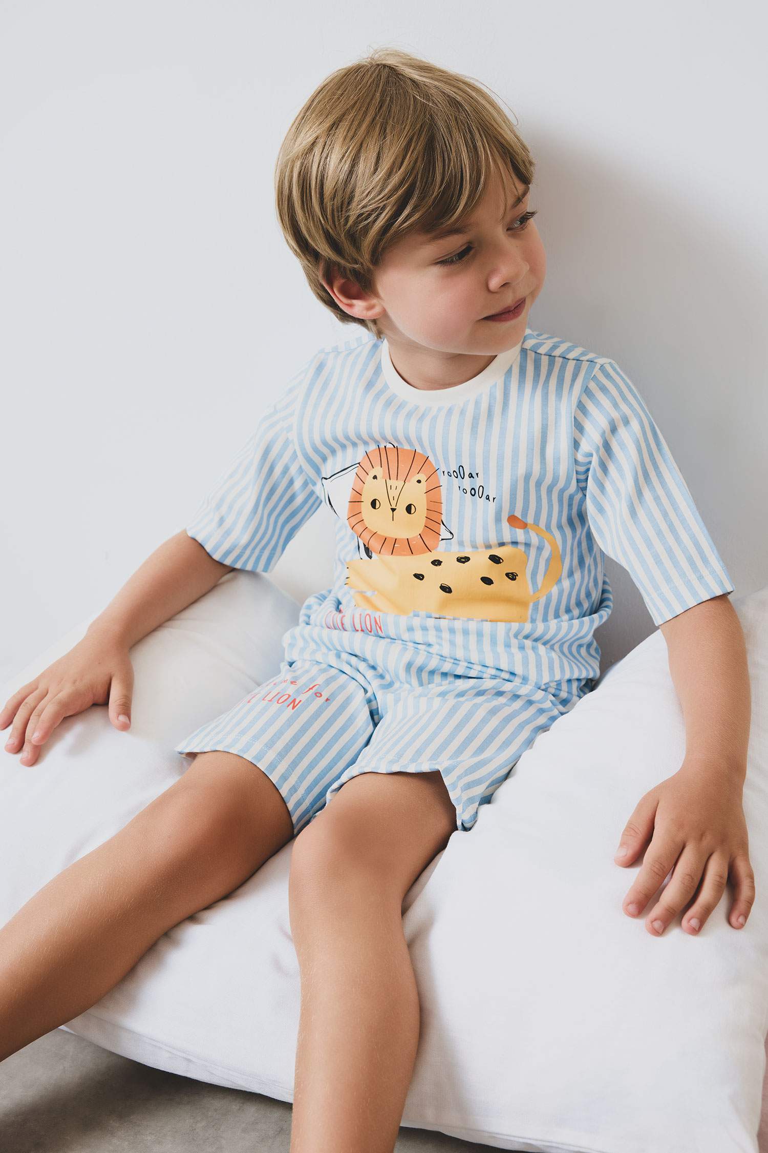 سيت بجامة بيبي ولادي مخطط ممشط - قطعتين