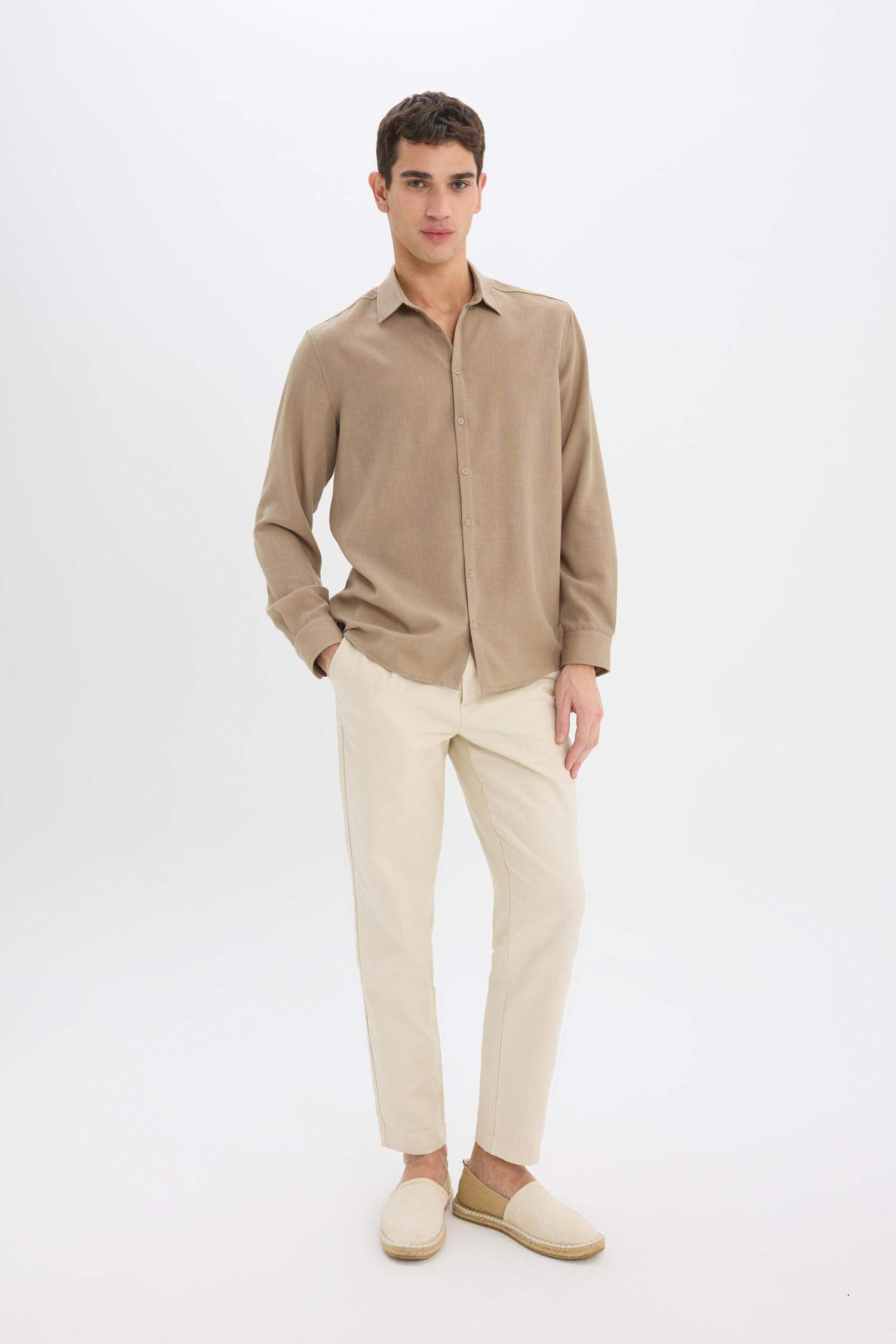 Modern Fit Polo Collar Long Sleeve Shirt