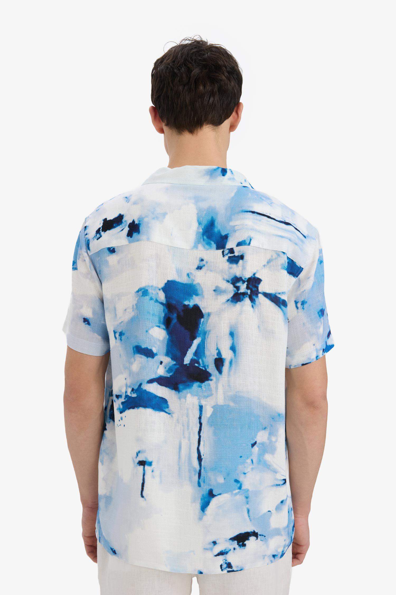 Рубашка с летним рисунком, с коротким рукавом и воротником поло