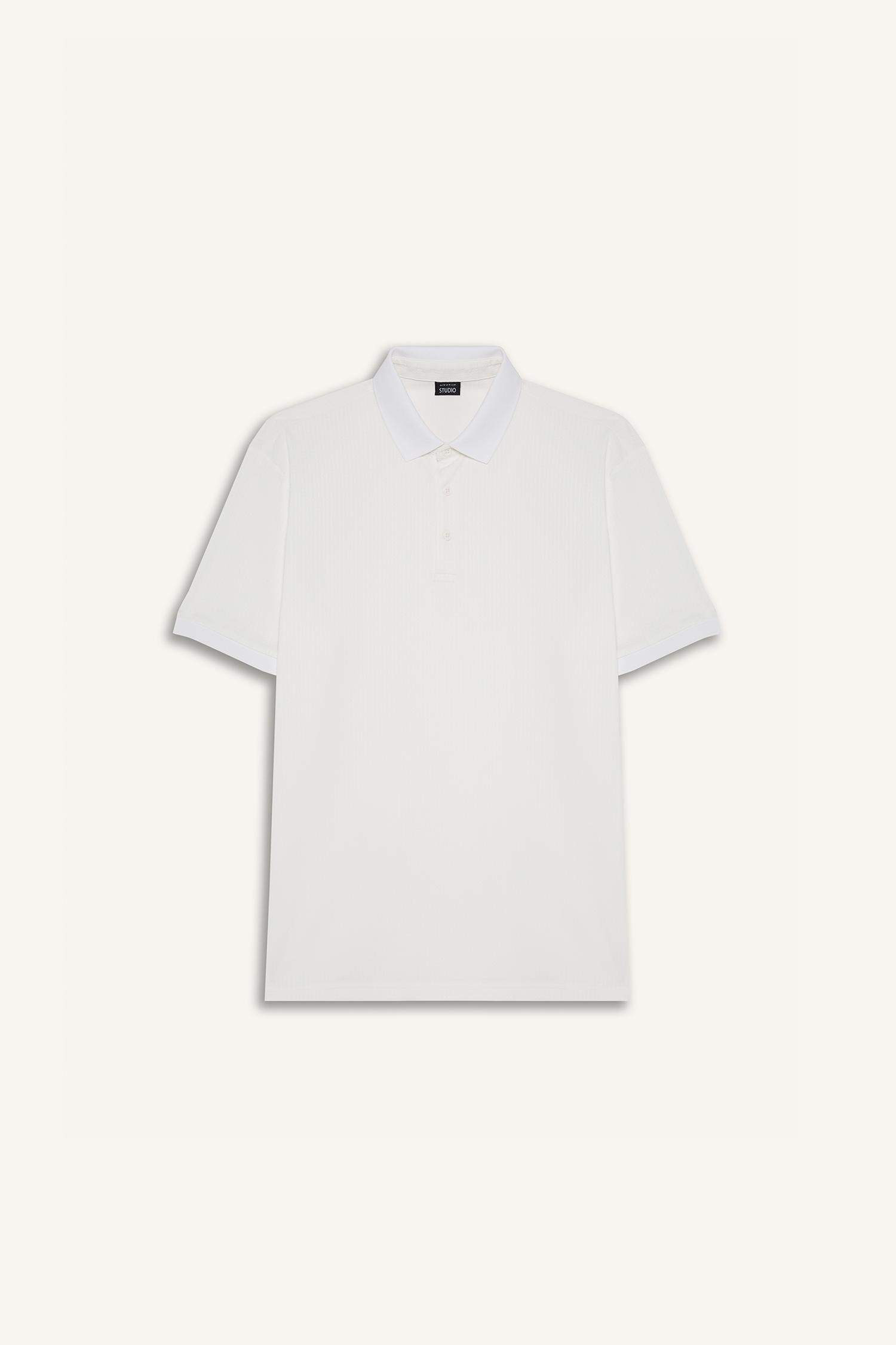 Футболка-поло с короткими рукавами, узкого фасона, из жатой ткани
