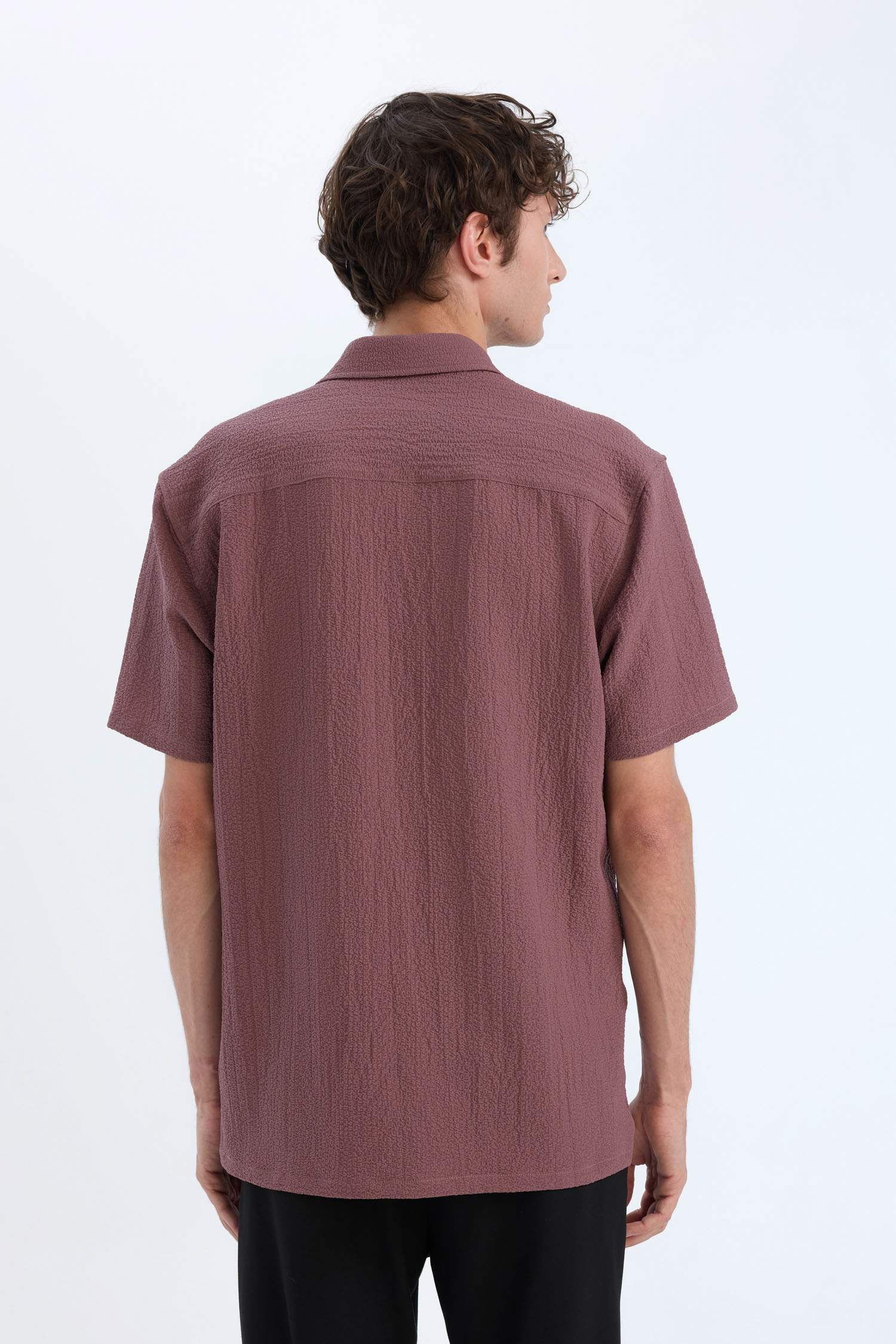 Летняя рубашка поло из кринкля, стандартная посадка, короткий рукав