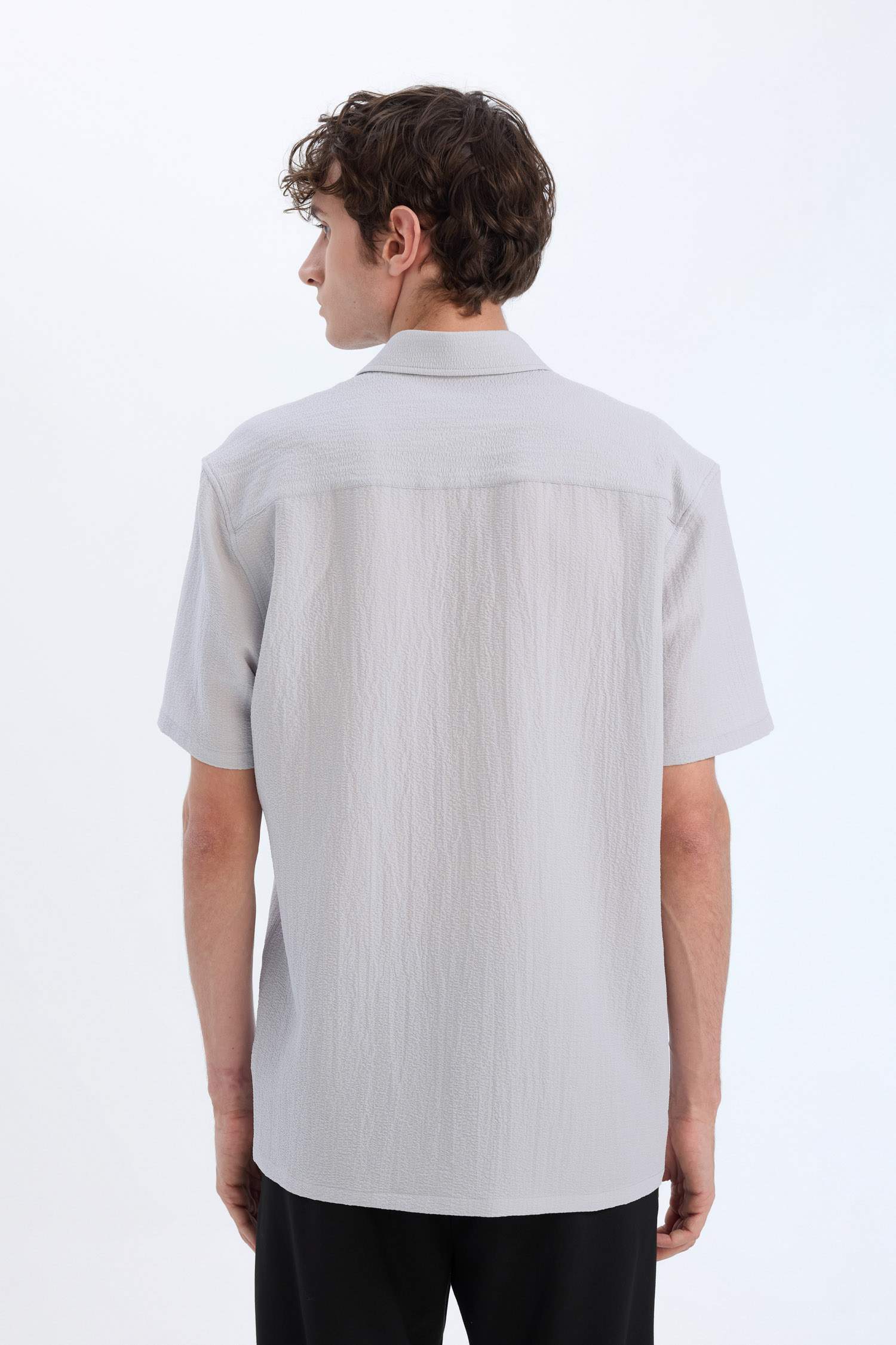 Regular Fit Polo Yaka Krinkıl Yazlık Kısa Kollu Gömlek