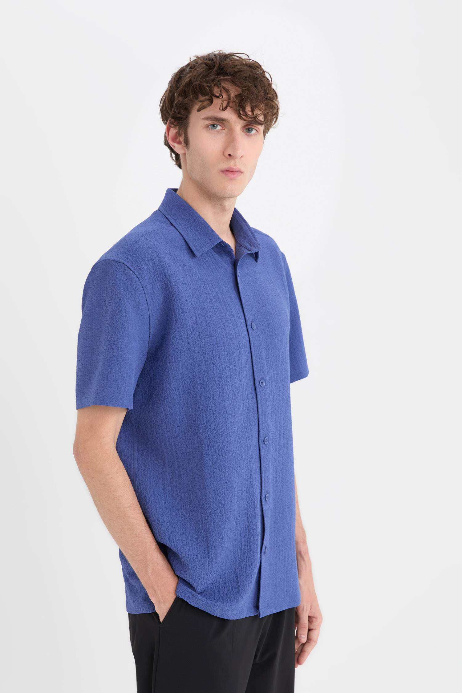 Regular Fit Krinkıl Yazlık Kısa Kollu Gömlek