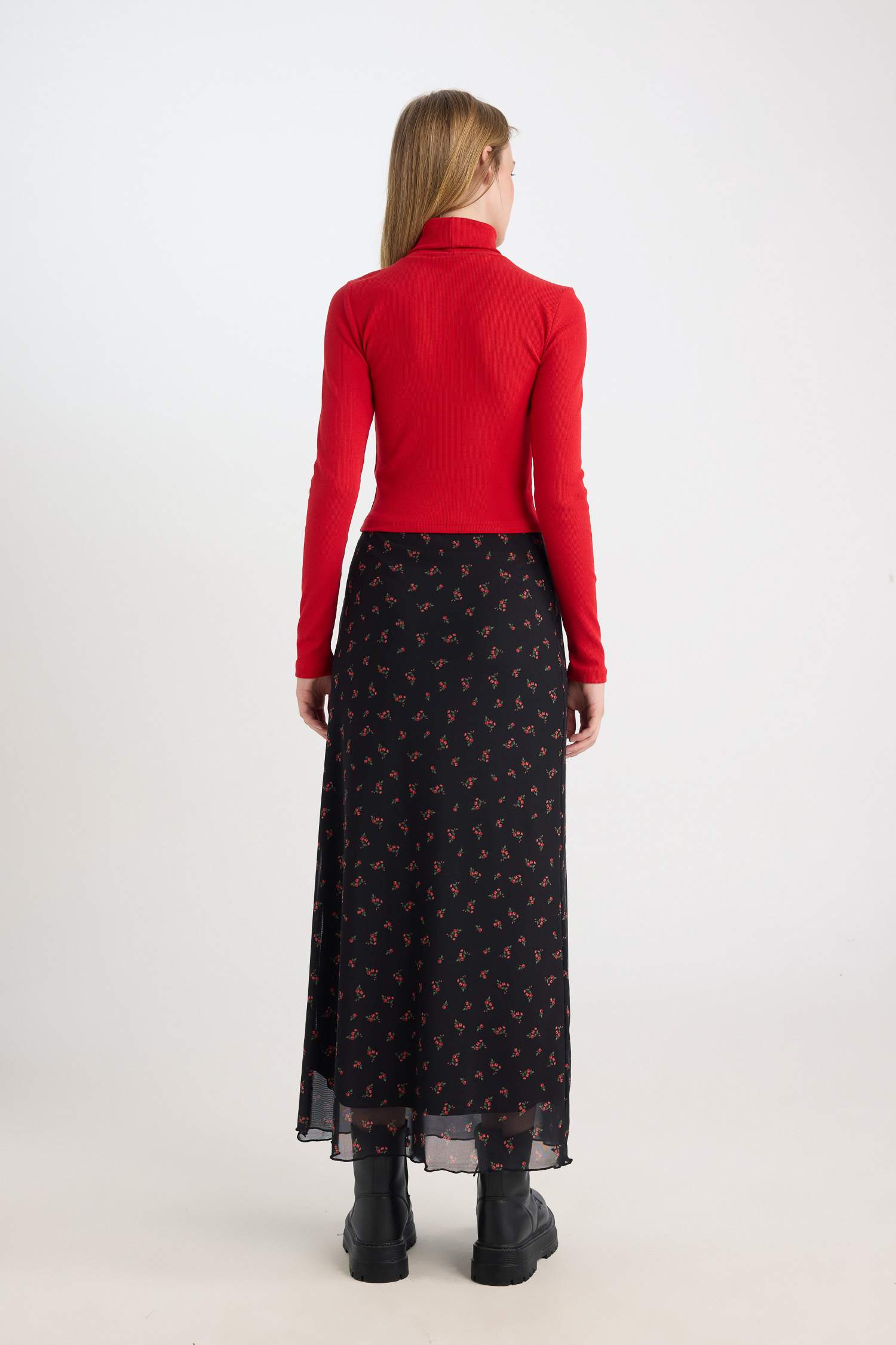 A Form Desenli Normal Bel Tül Maxi Etek