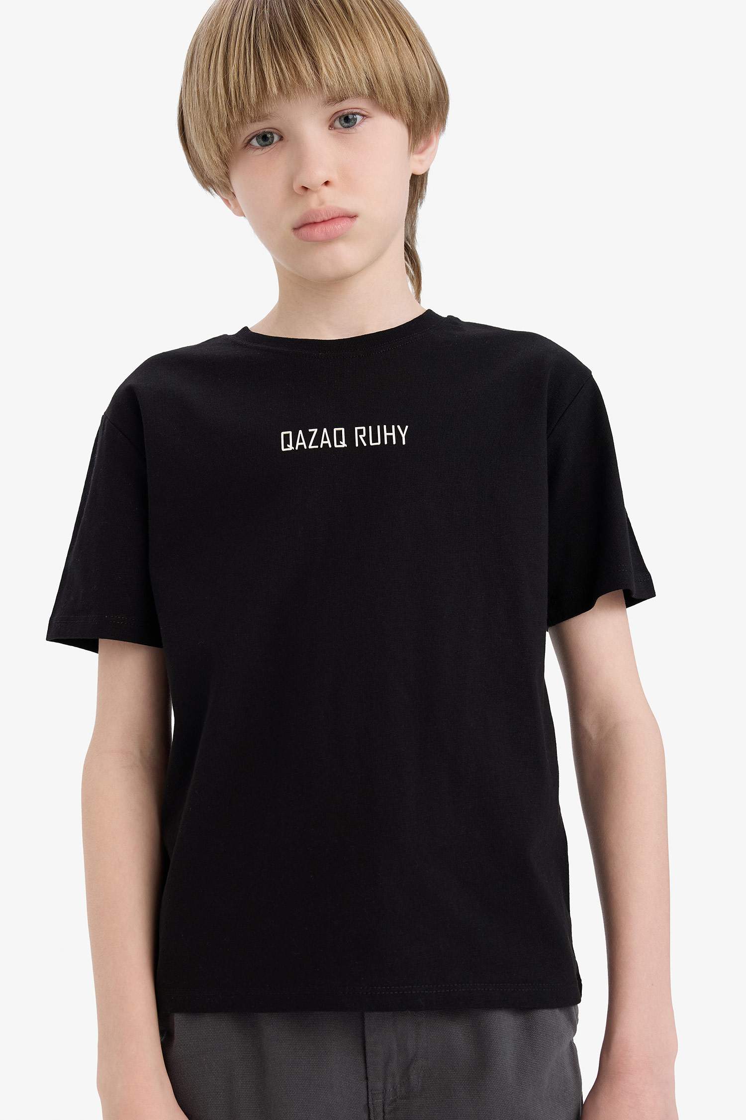 تيشيرت ولادي نص ردن مطبوع قصة عادية بياخة مستديرة