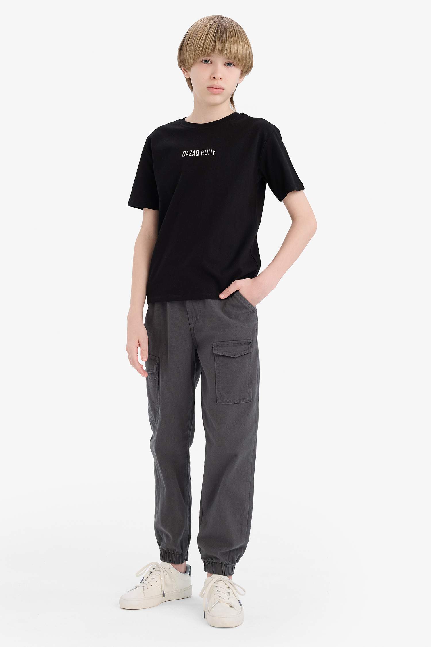 تيشيرت ولادي نص ردن مطبوع قصة عادية بياخة مستديرة