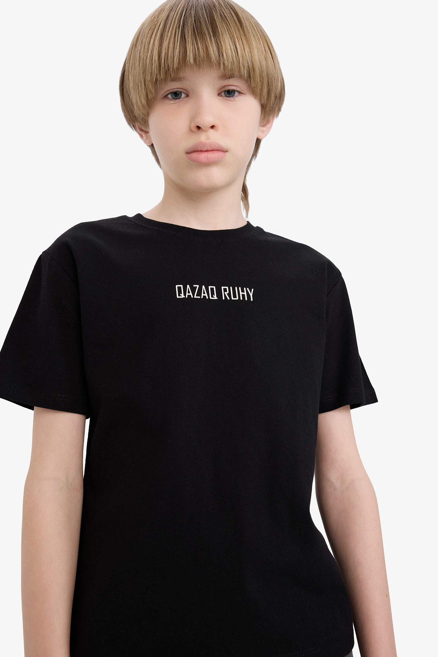 تيشيرت ولادي نص ردن مطبوع قصة عادية بياخة مستديرة