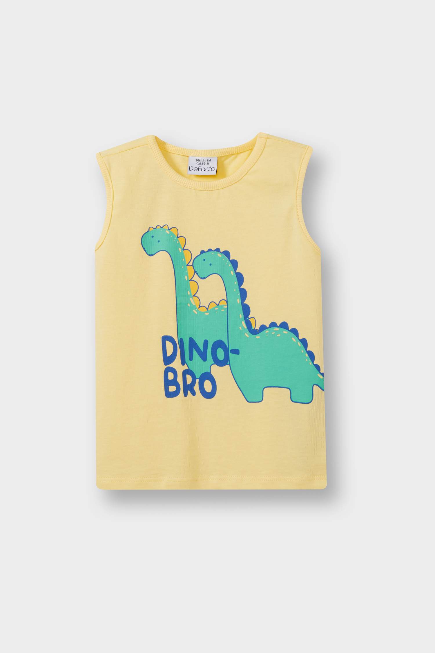 Erkek Bebek Bisiklet Yaka Dinozor Baskılı Atlet