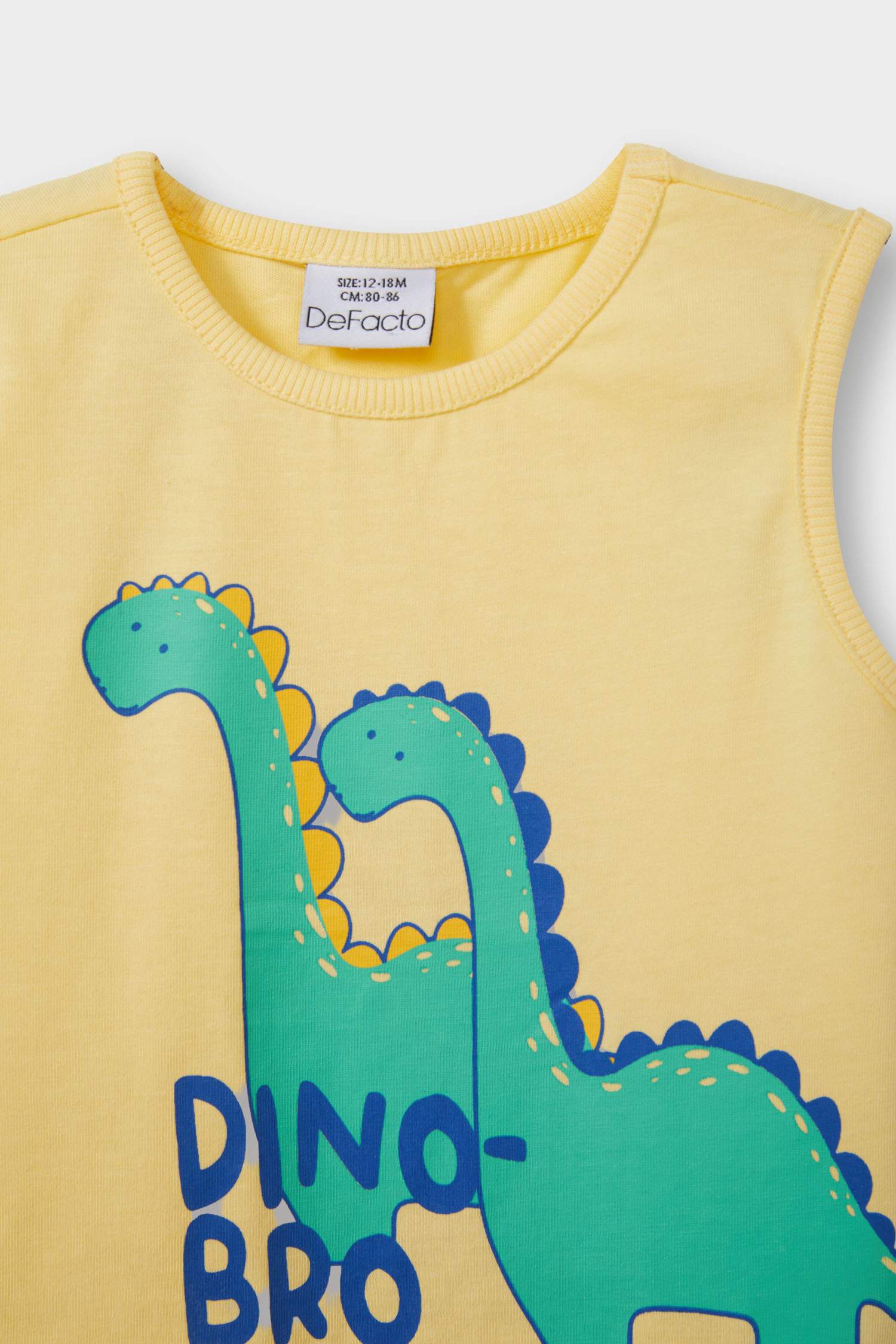 Erkek Bebek Bisiklet Yaka Dinozor Baskılı Atlet