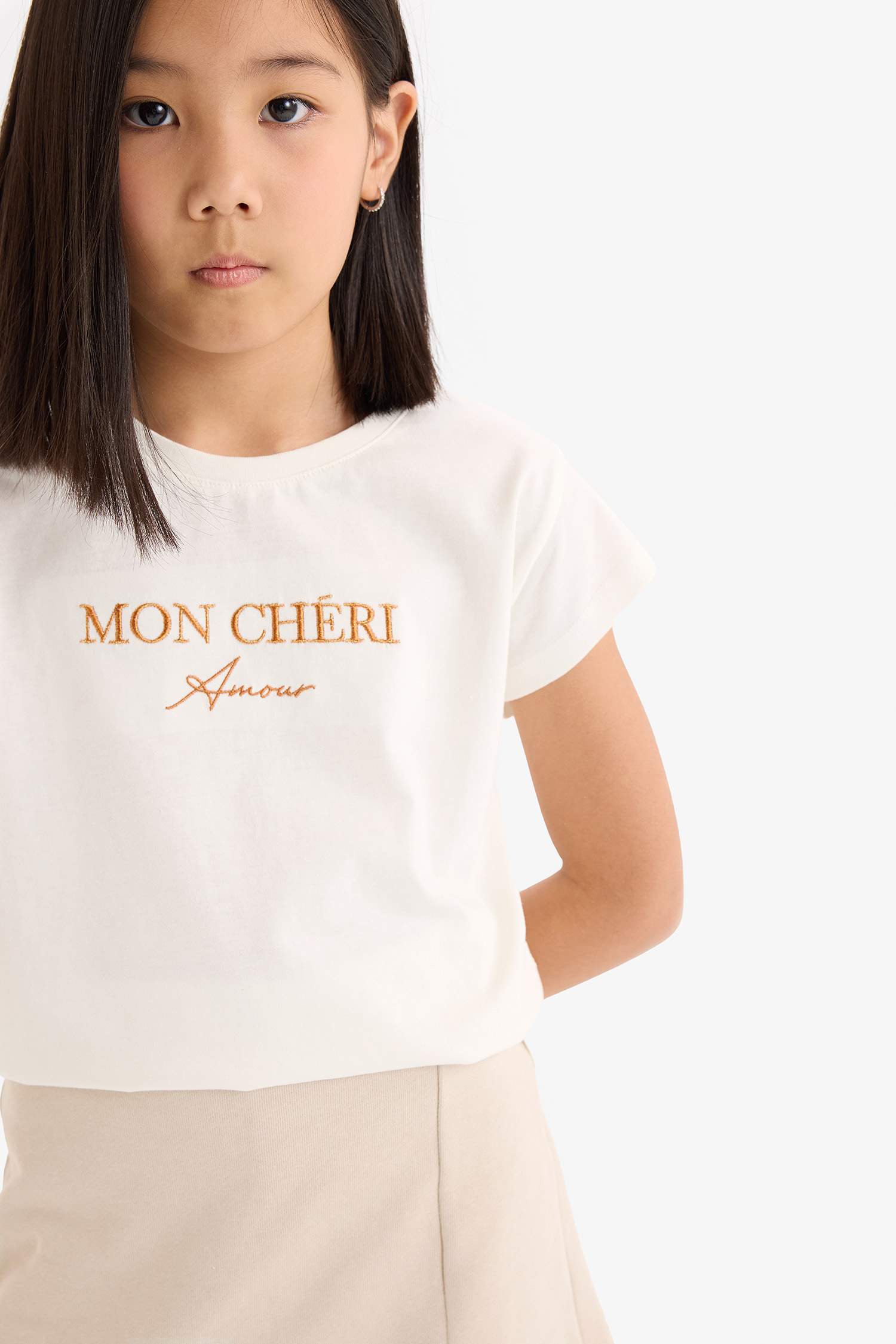 Kız Çocuk 2'li Takım Baskılı Kısa Kollu Tişört Şort Etek