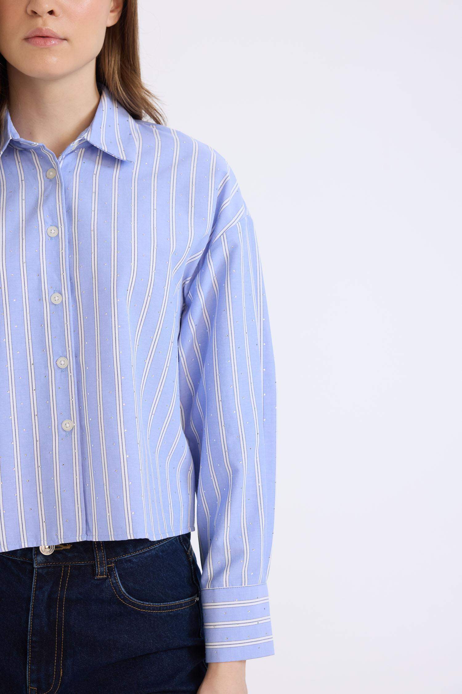 Relax Fit Çizgili Poplin Uzun Kollu Gömlek