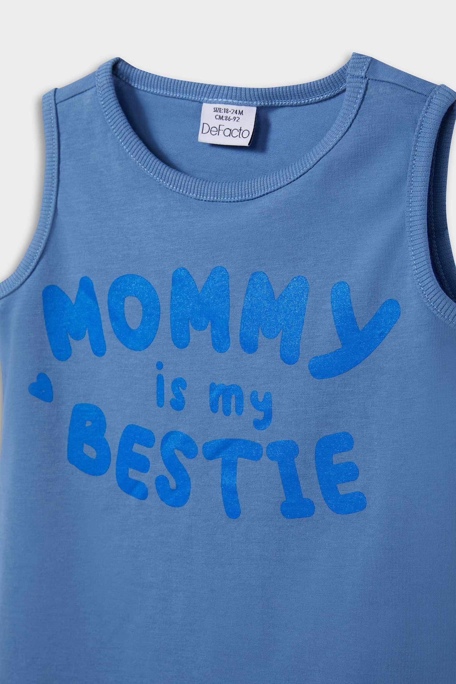 تيشيرت كت ولادي بطبعة شعار قصة عادية - قطعتين