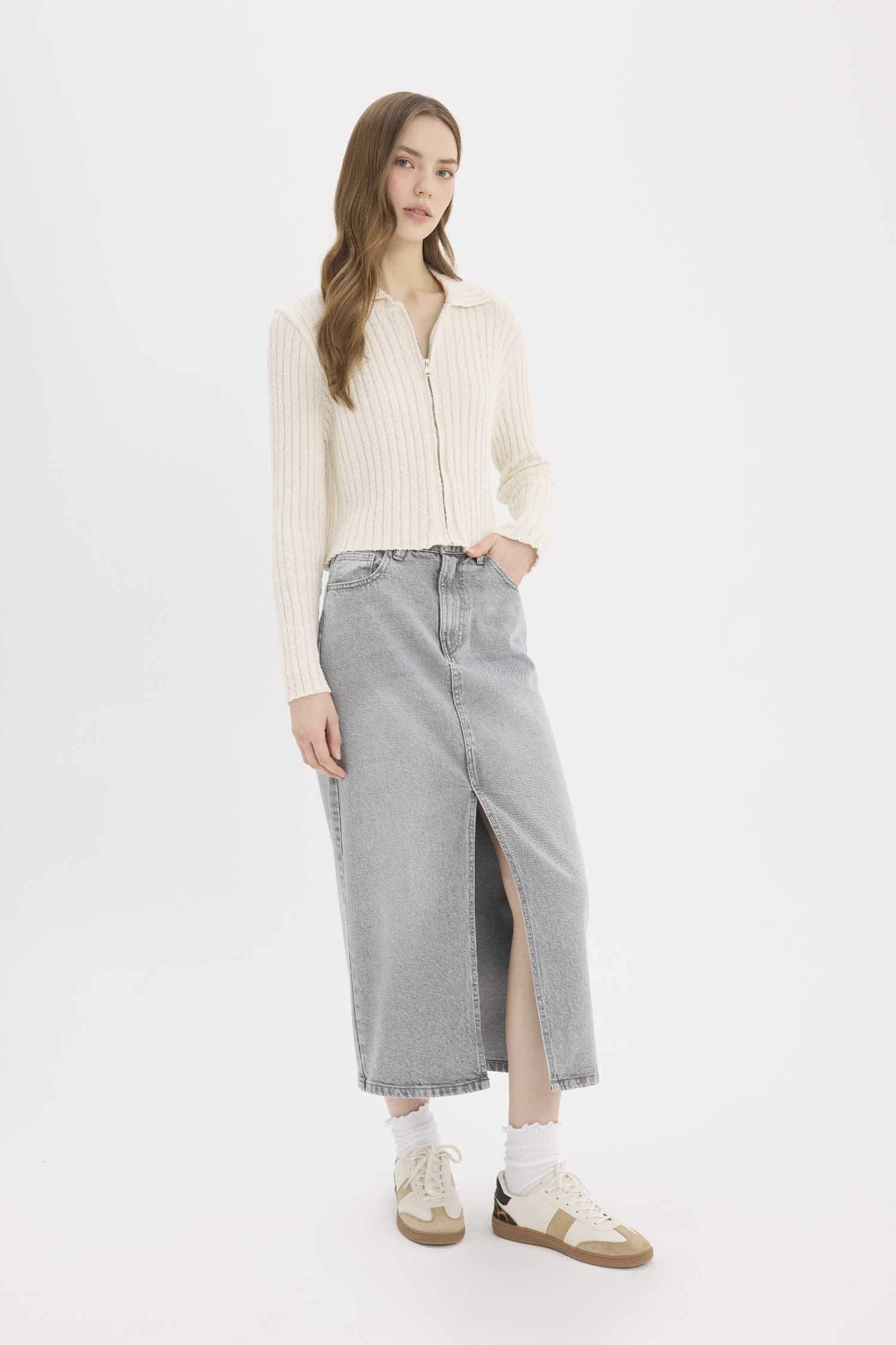 تنورة طويلة جينز قصة طويلة