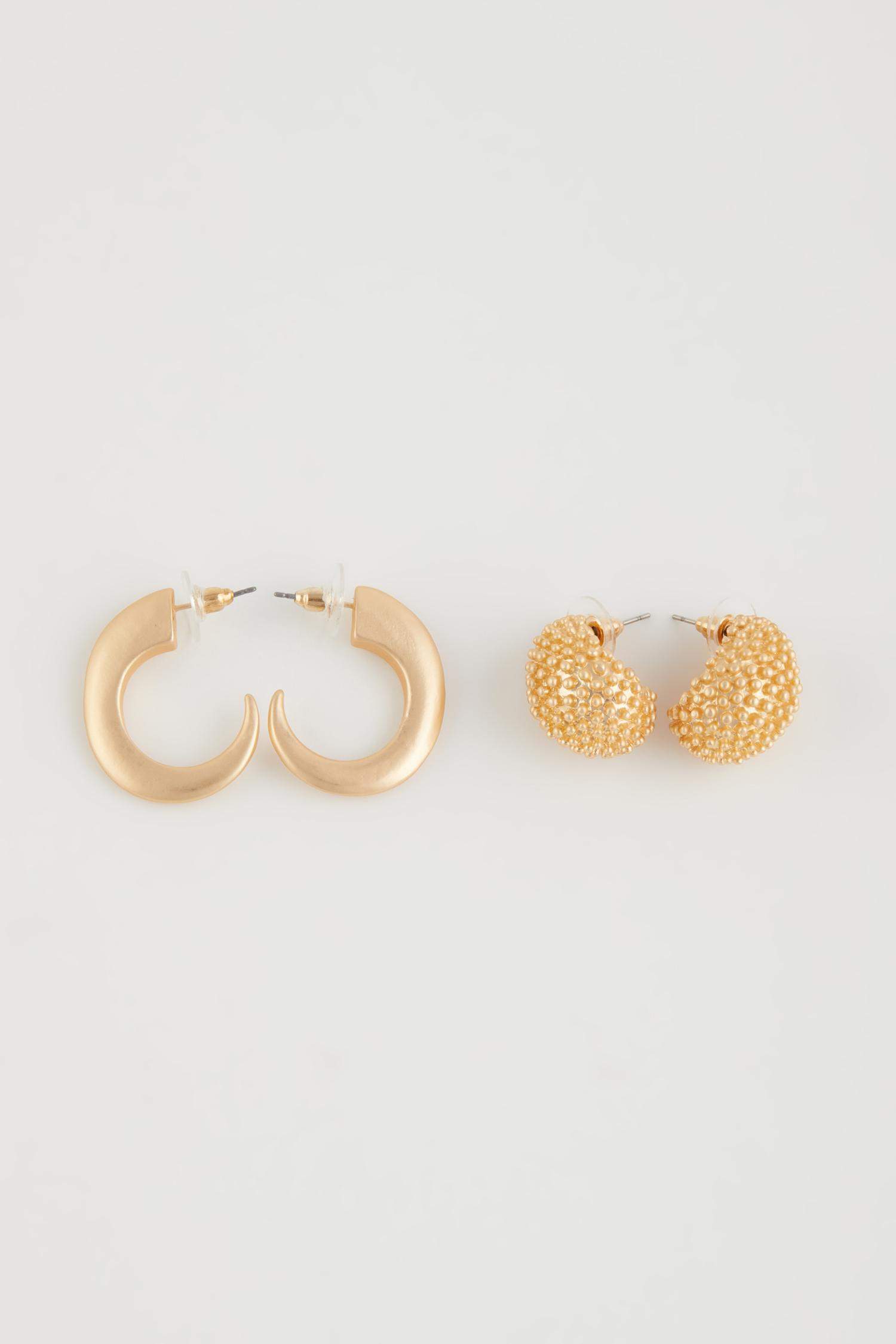 Kadın 2'li Mat Gold Küpe