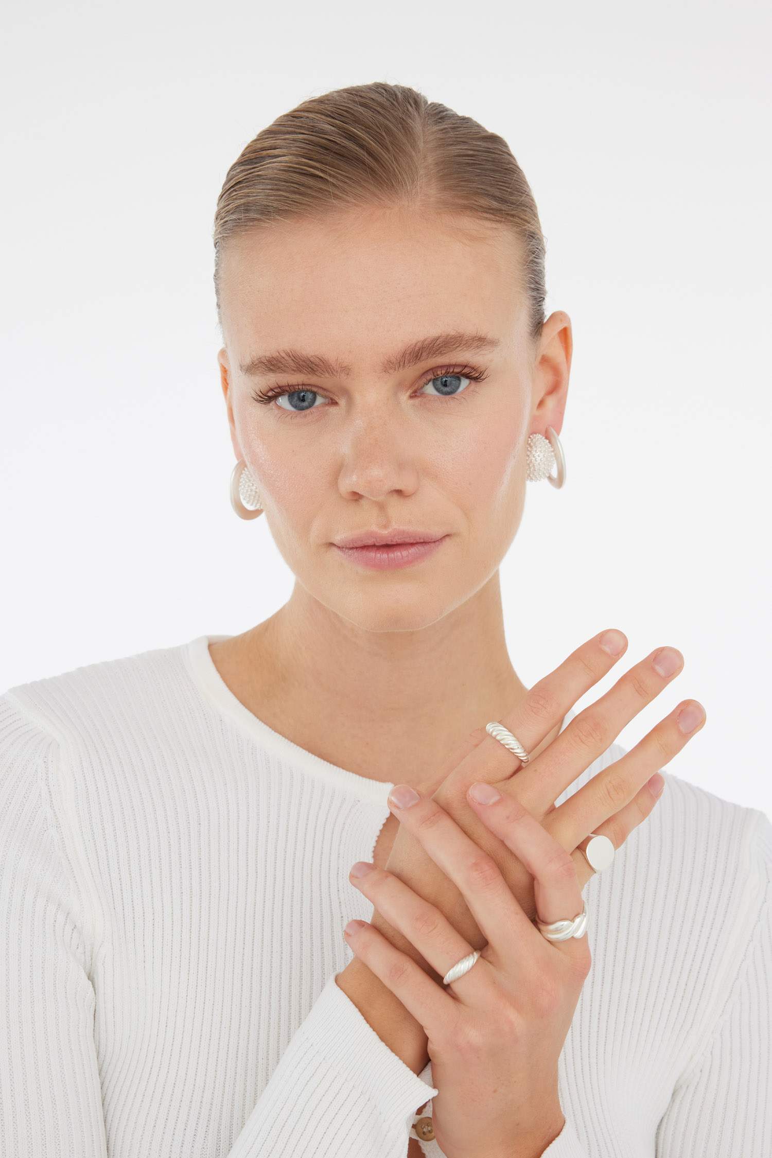 Kadın 4'lü Mat Silver Yüzük