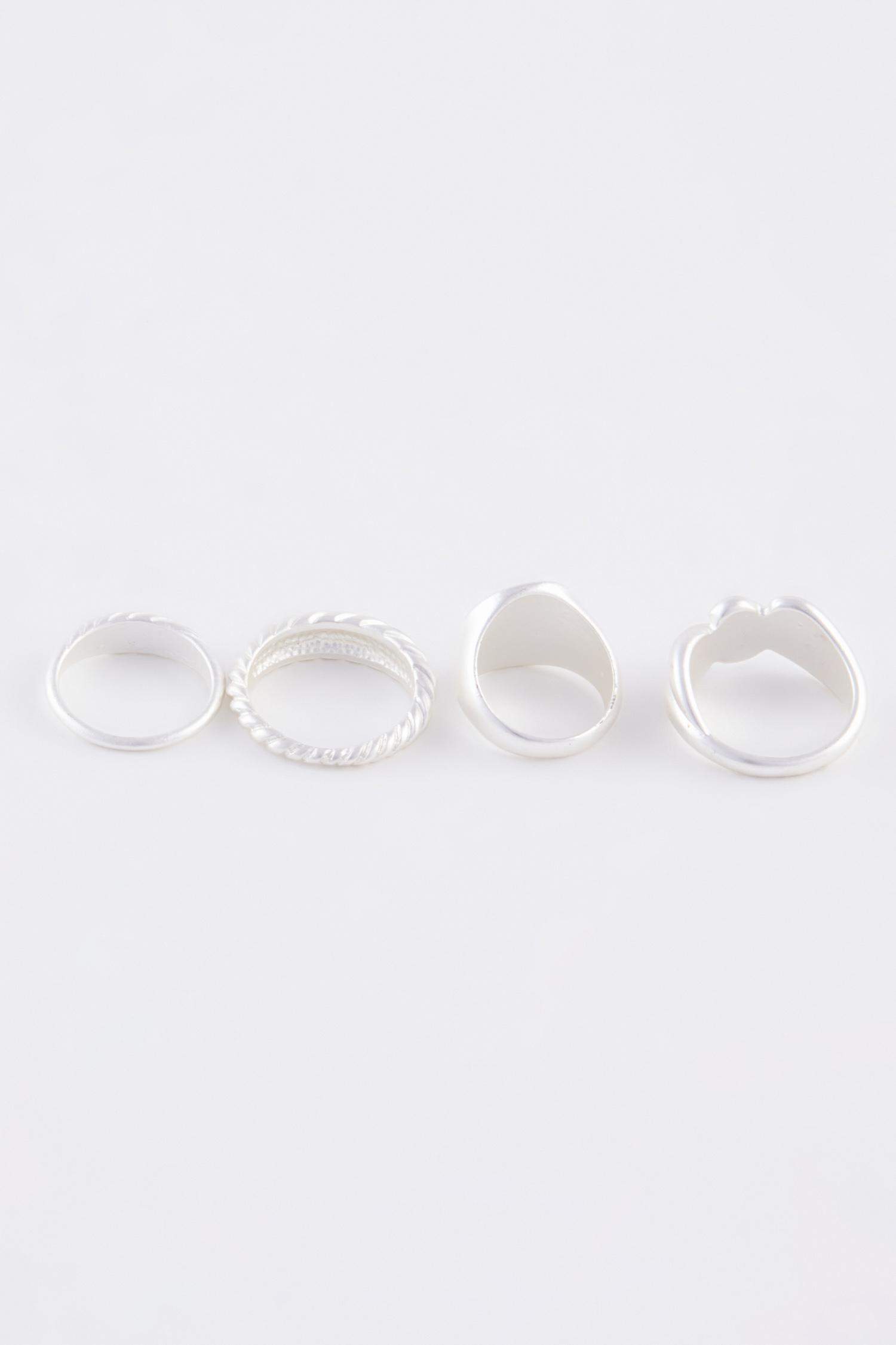 Kadın 4'lü Mat Silver Yüzük