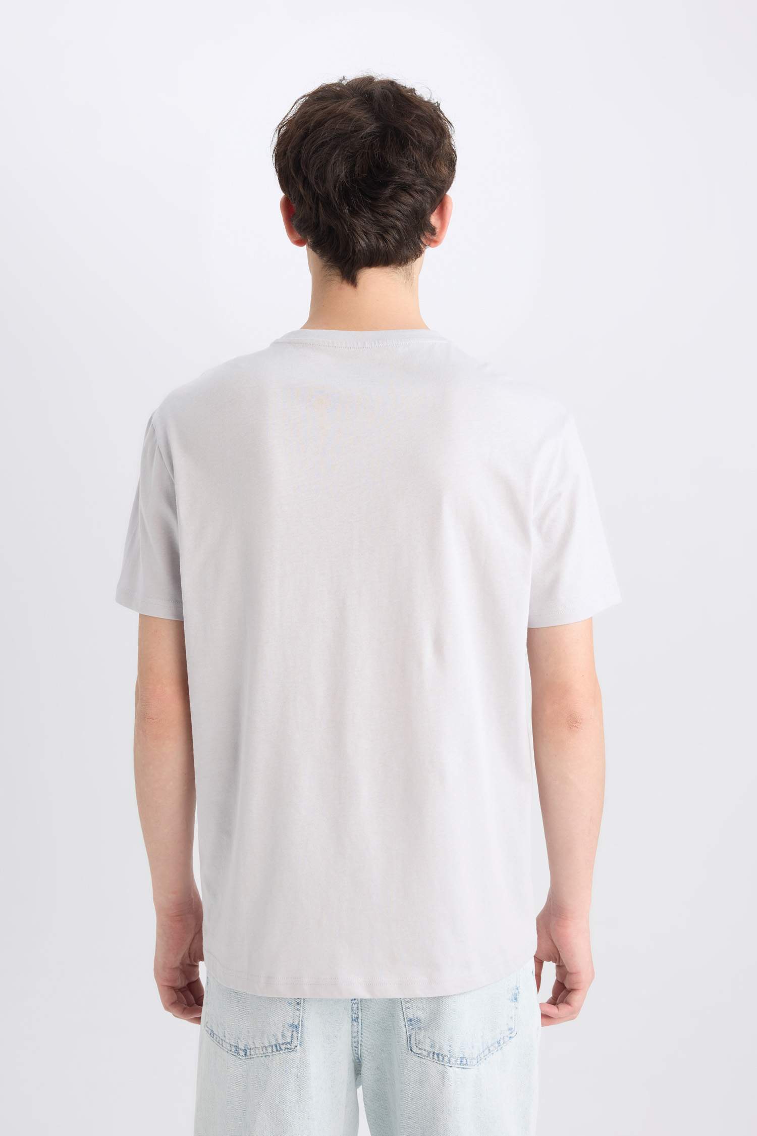 %100 Pamuk Regular Fit Bisiklet Yaka Baskılı Kısa Kollu Tişört