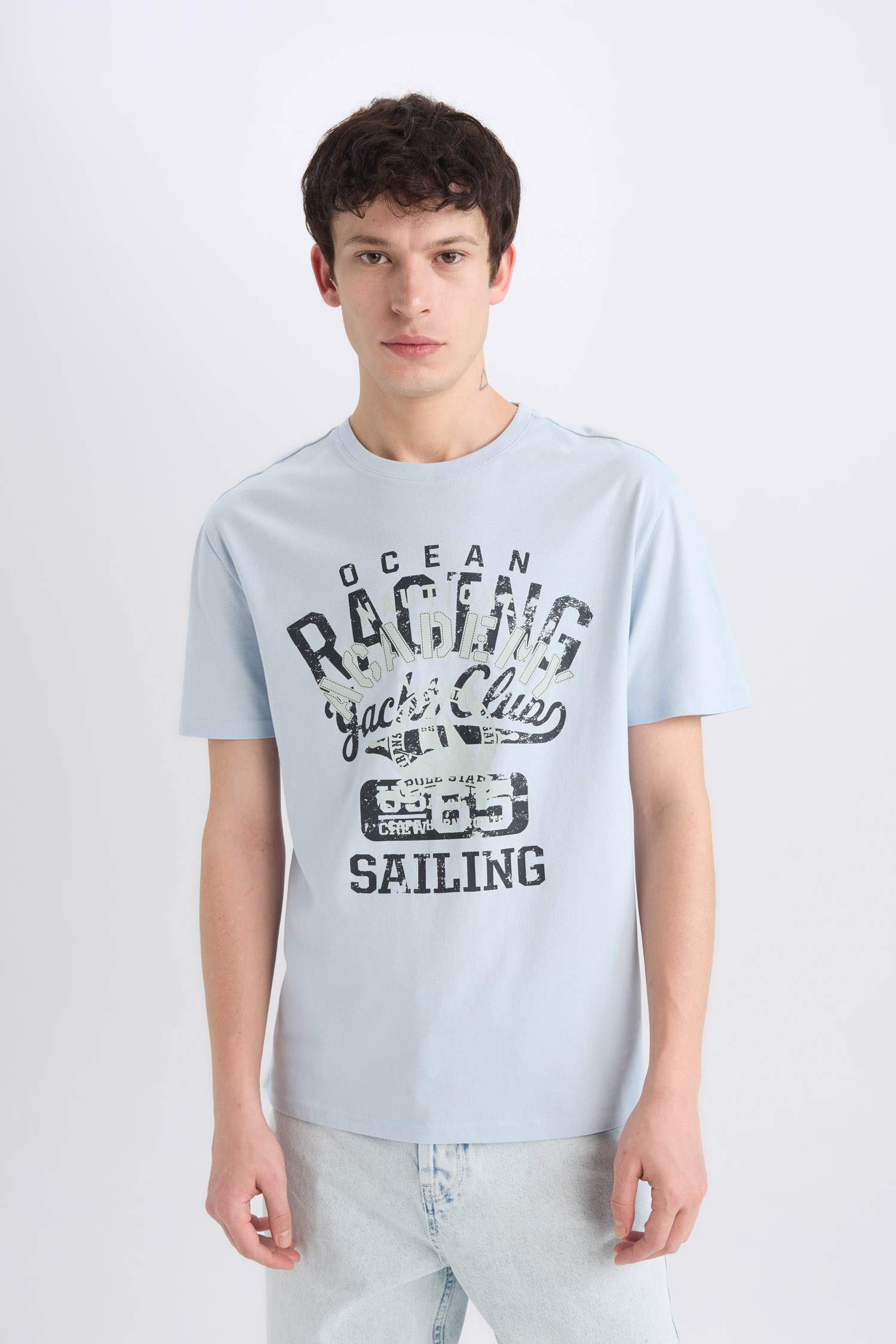 Regular Fit Crew Neck Printed Short Sleeve T-Shirt
