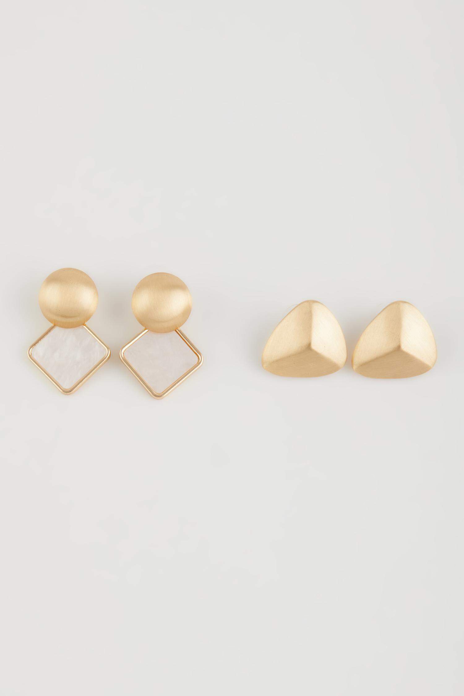 Kadın 2'li Mat Gold Küpe