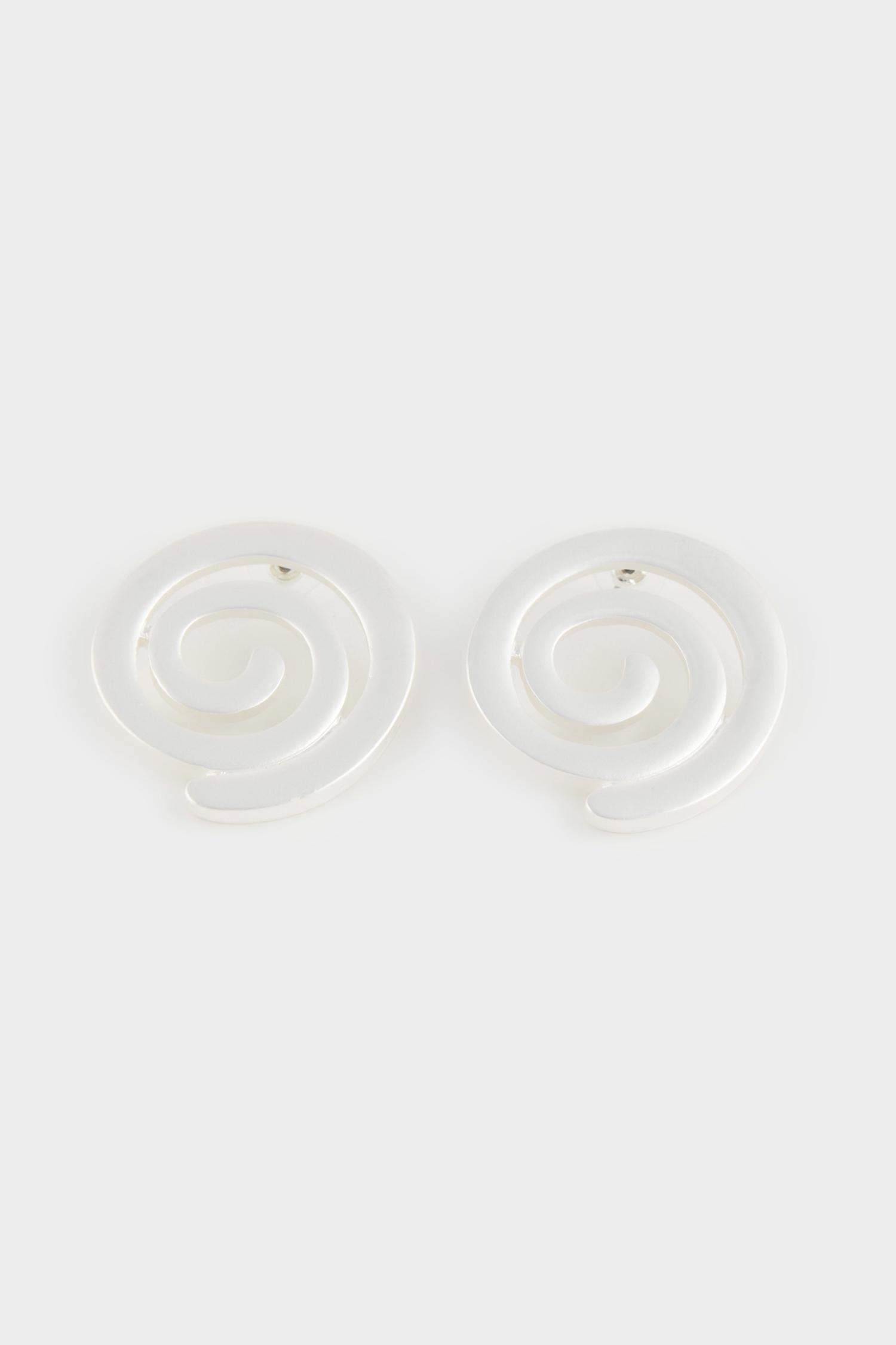 Kadın Spiral Motifli Mat Silver Küpe