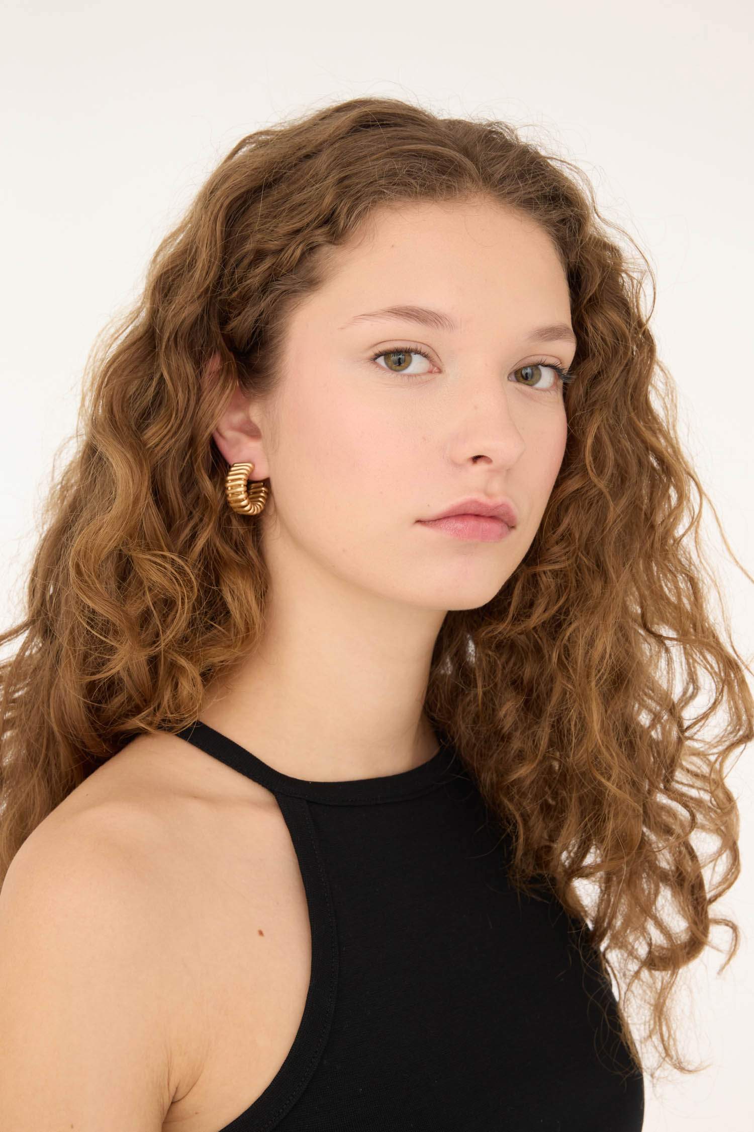 Kadın 2'li Mat Gold Küpe