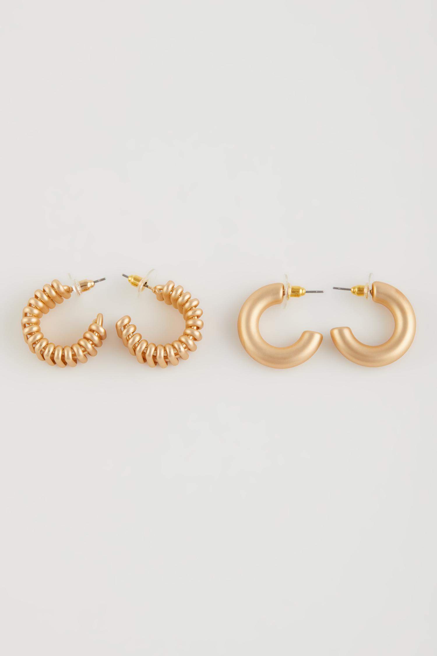 Kadın 2'li Mat Gold Küpe