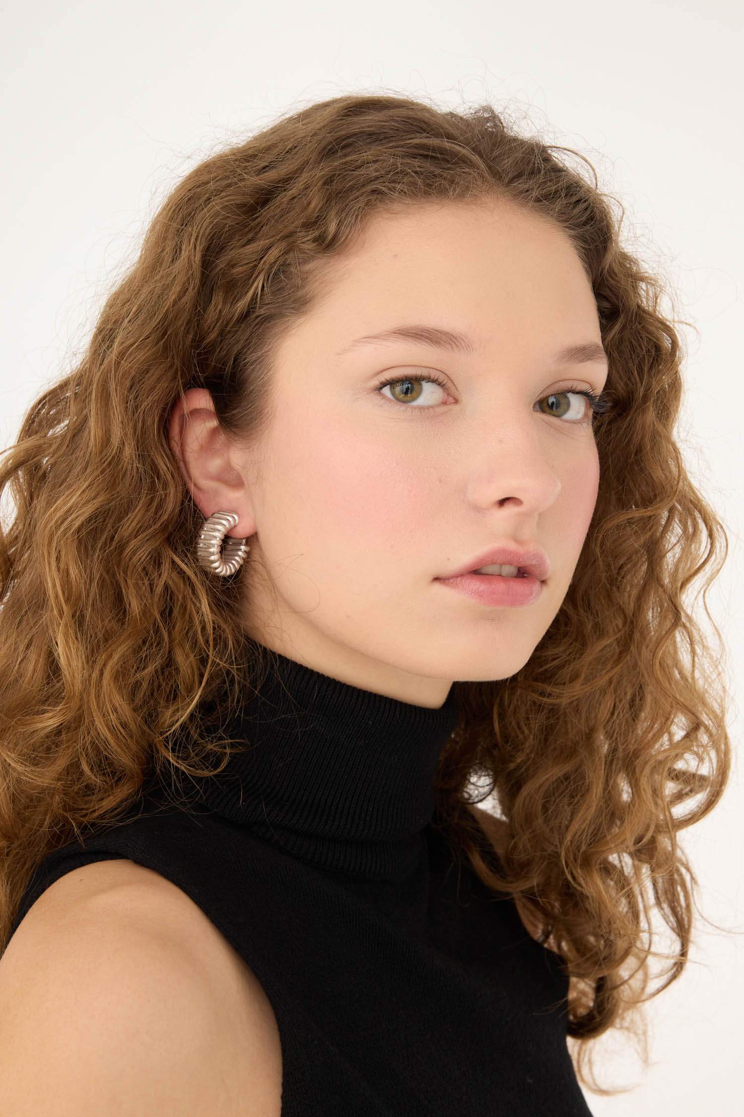 Kadın 2'li Mat Silver Küpe