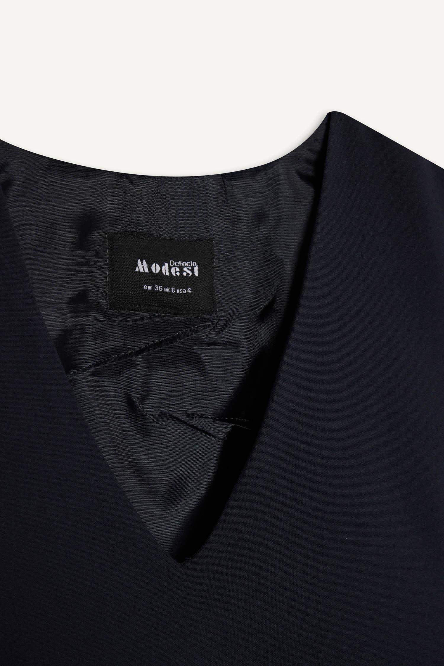 Regular Fit V Yaka Basic Düz Uzun Cepli Süveter