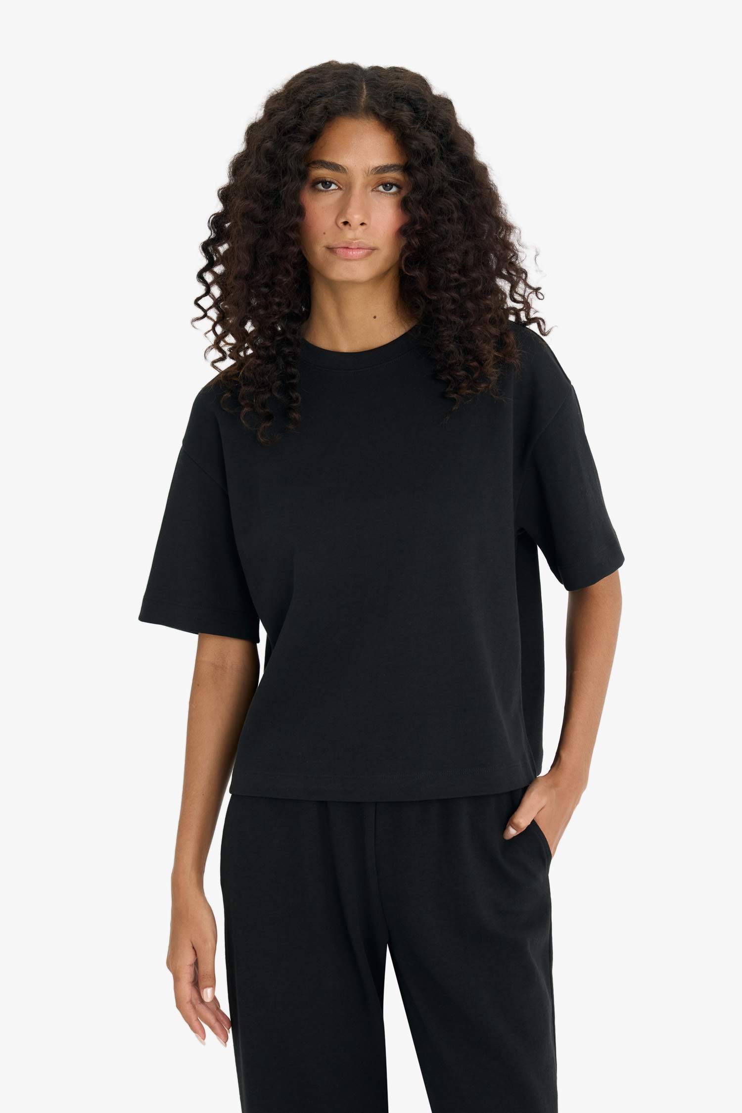 T-shirt oversize basique à col rond et manches courtes