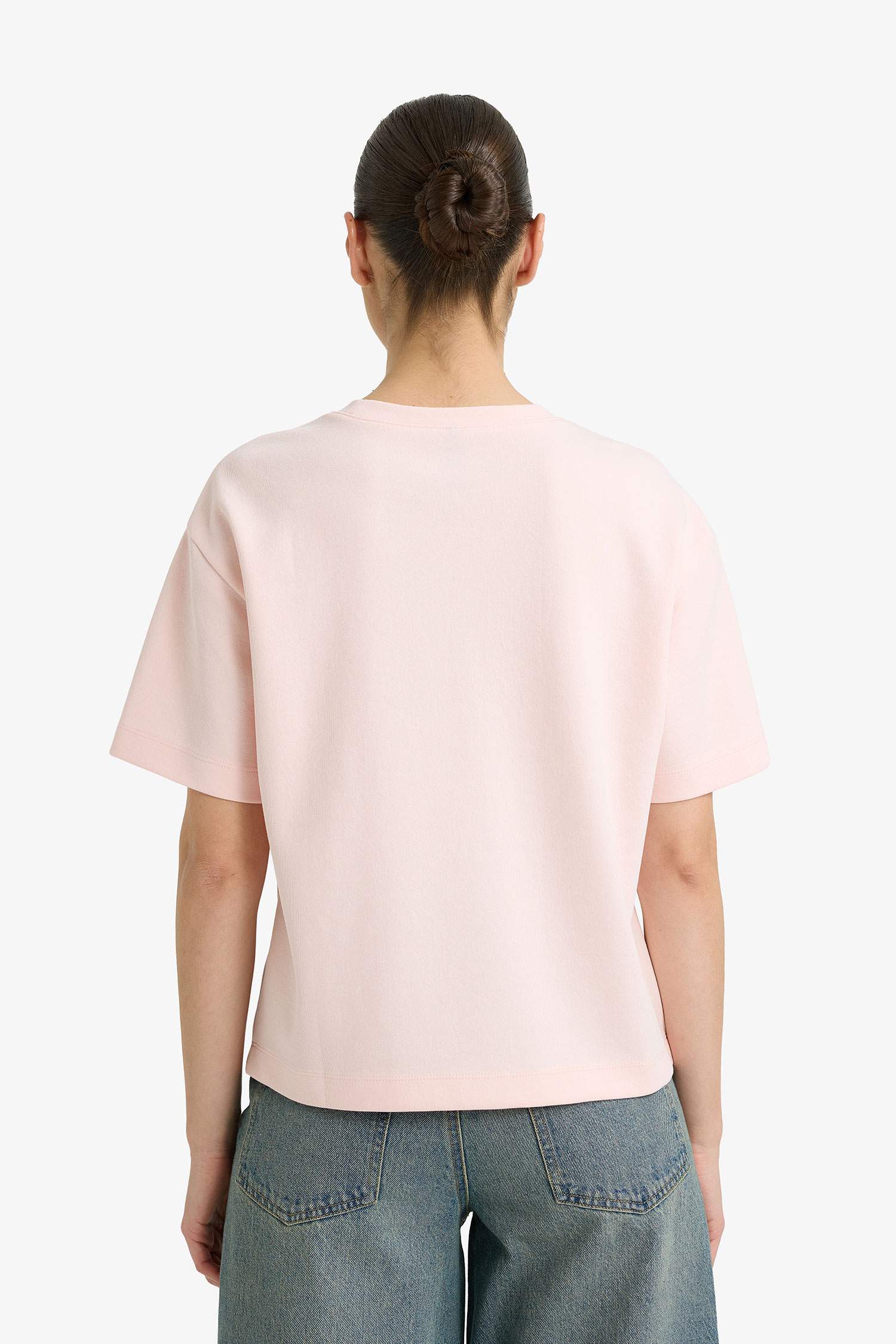 Oversize дөңгелек жағалы негізгі basic қысқа жеңді футболка