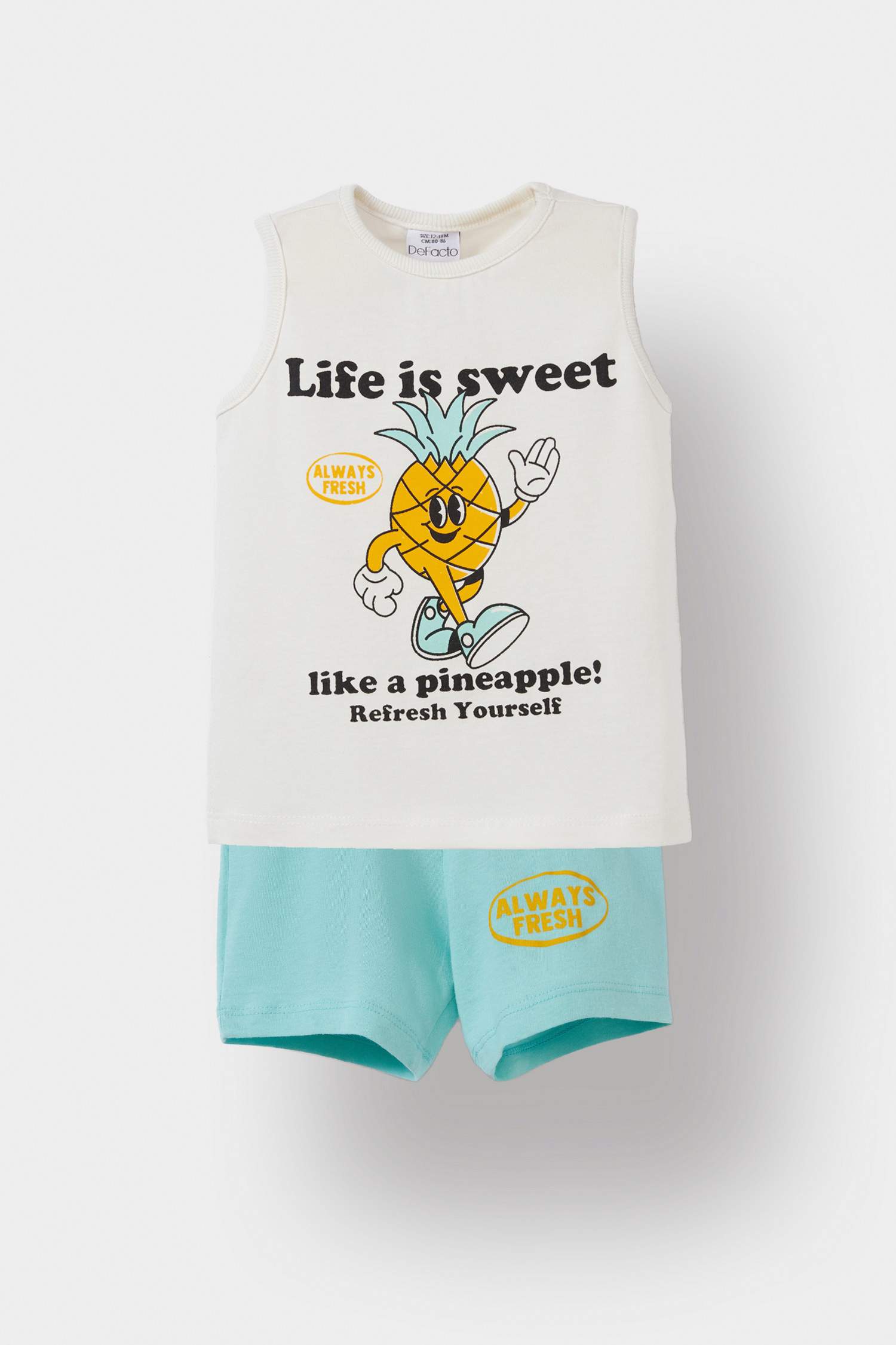 طقم بيبي اولادي بطبعة فاكهة قصة عادية - قطعتين