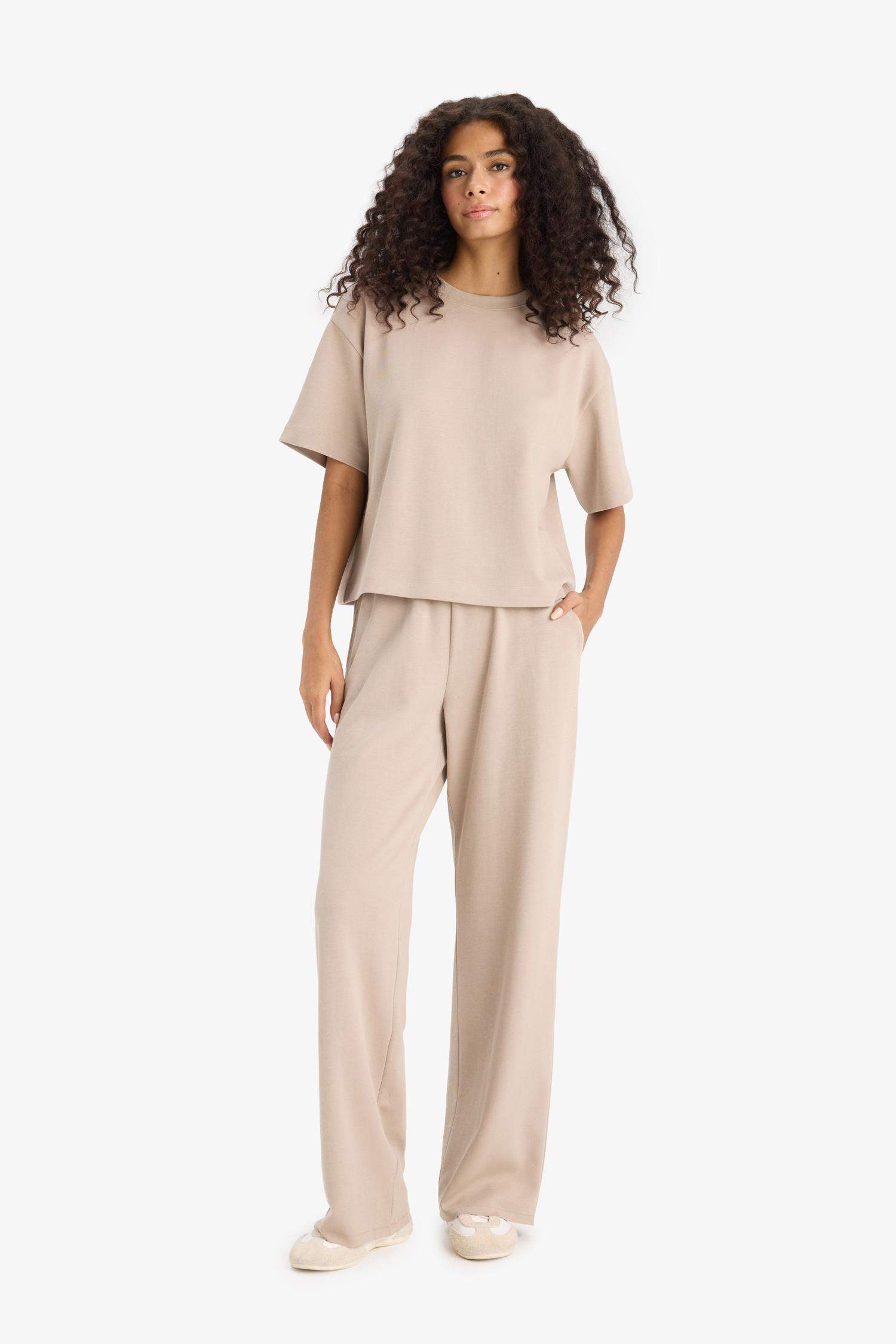 Wide Leg Basic Trousers